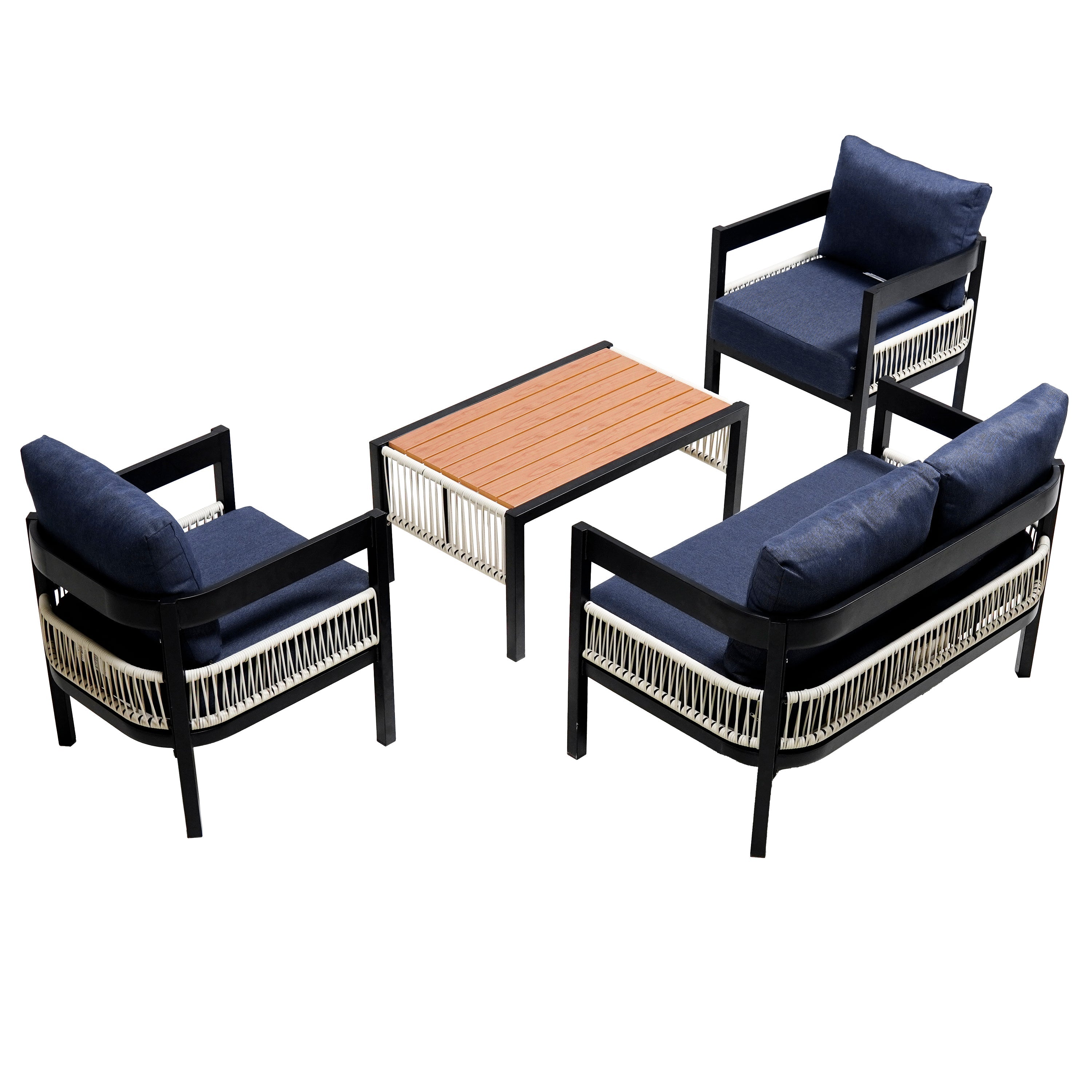 U_Style Multi-person Outdoor Iron Sofa Set with Table