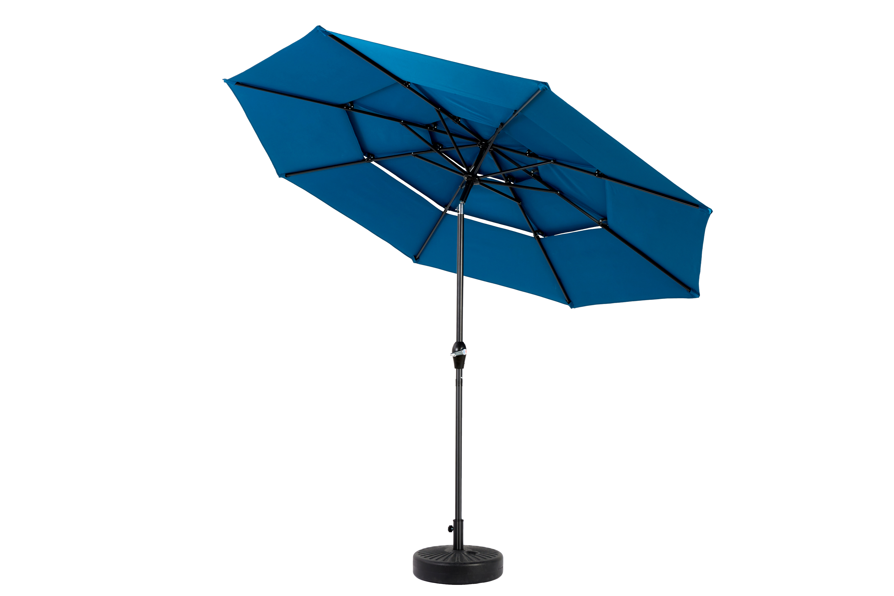 Aluminium 10ft 3 Tier Auto-tilt Outdoor Patio Umbrella - Dark Blue