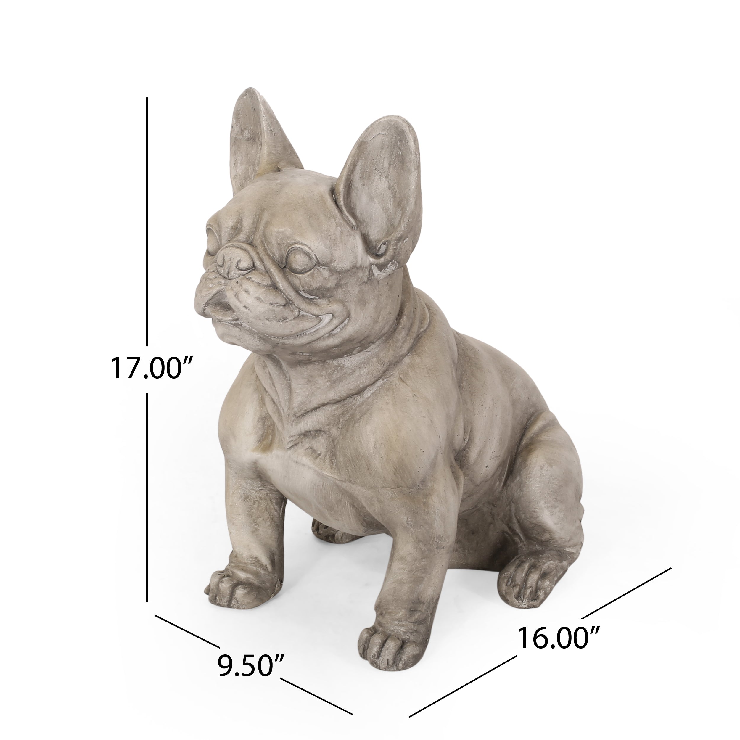 Dog Garden Sculpture, Outdoor French Bulldog Garden Statue, Gray