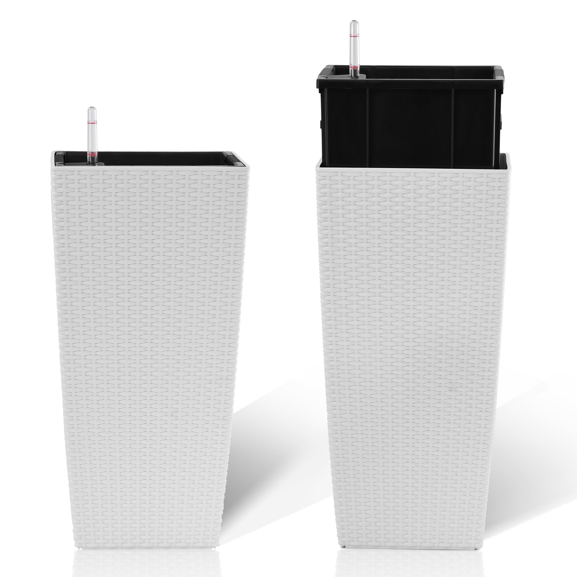Pack of 2 Square Planters with Automatic Watering System