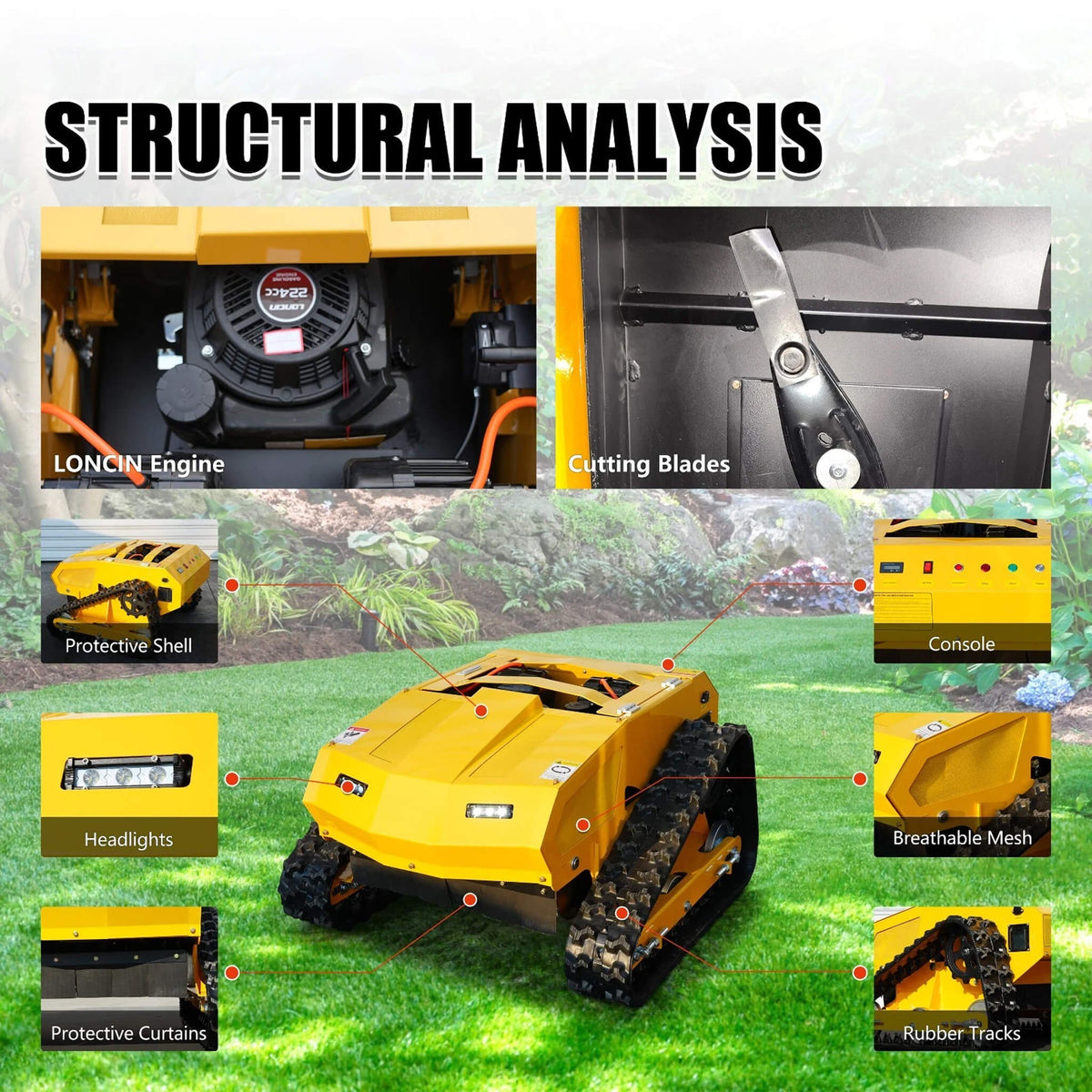 9HP 21-Inch Industrial Remote-Controlled Lawn Mower
