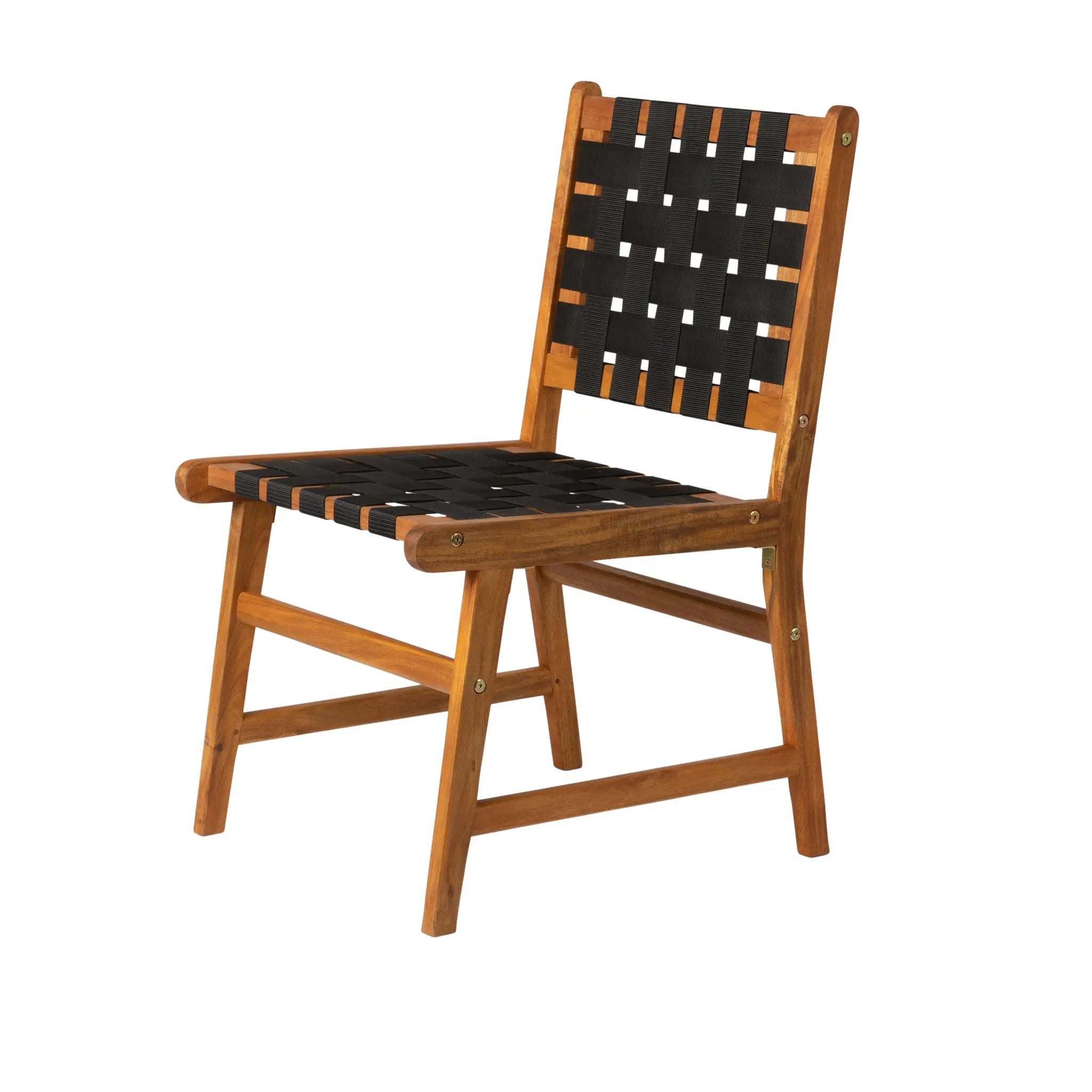 Sava Indoor Outdoor Armless Dining Side Chair in Black Webbing