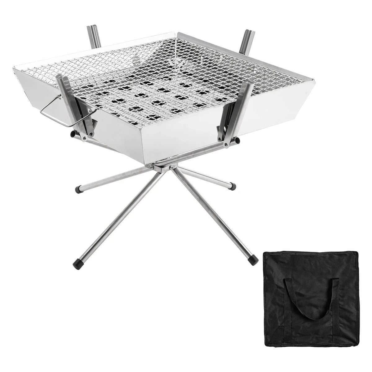 Goture 1pc Portable Stainless Steel Foldable BBQ Grill, 1-2 People Charcoal Stove for Camping Picnic & Outdoor