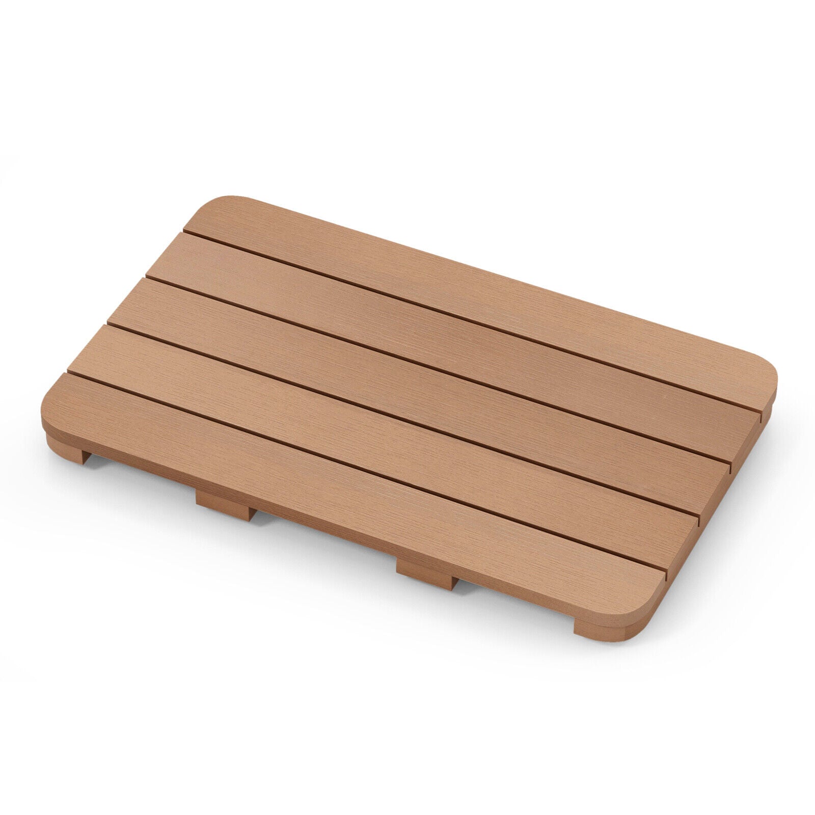 Waterproof HIPS Spa Shower Mat for Bathroom with Non Slip Foot Pads-Brown