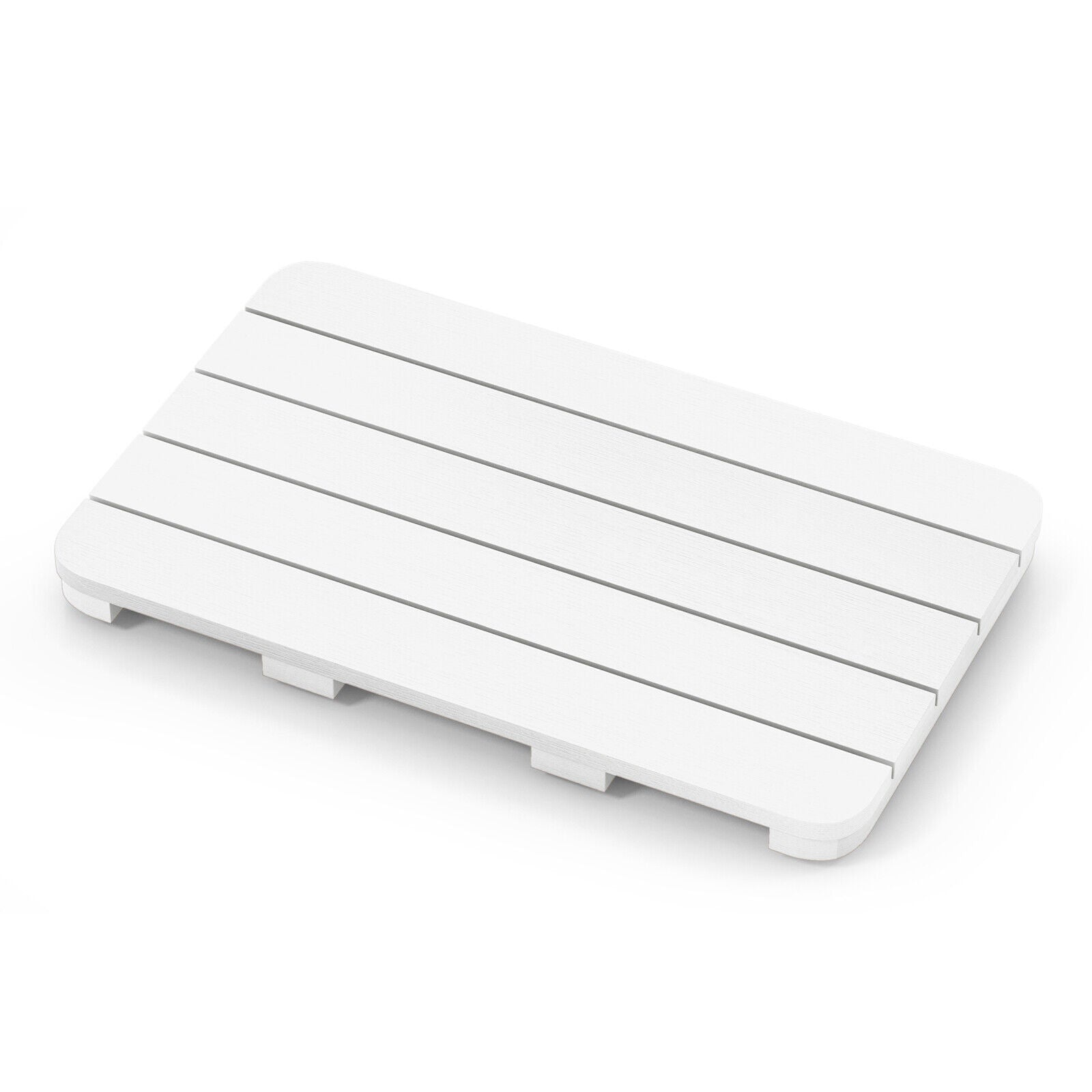 Waterproof HIPS Spa Shower Mat for Bathroom with Non Slip Foot Pads-White