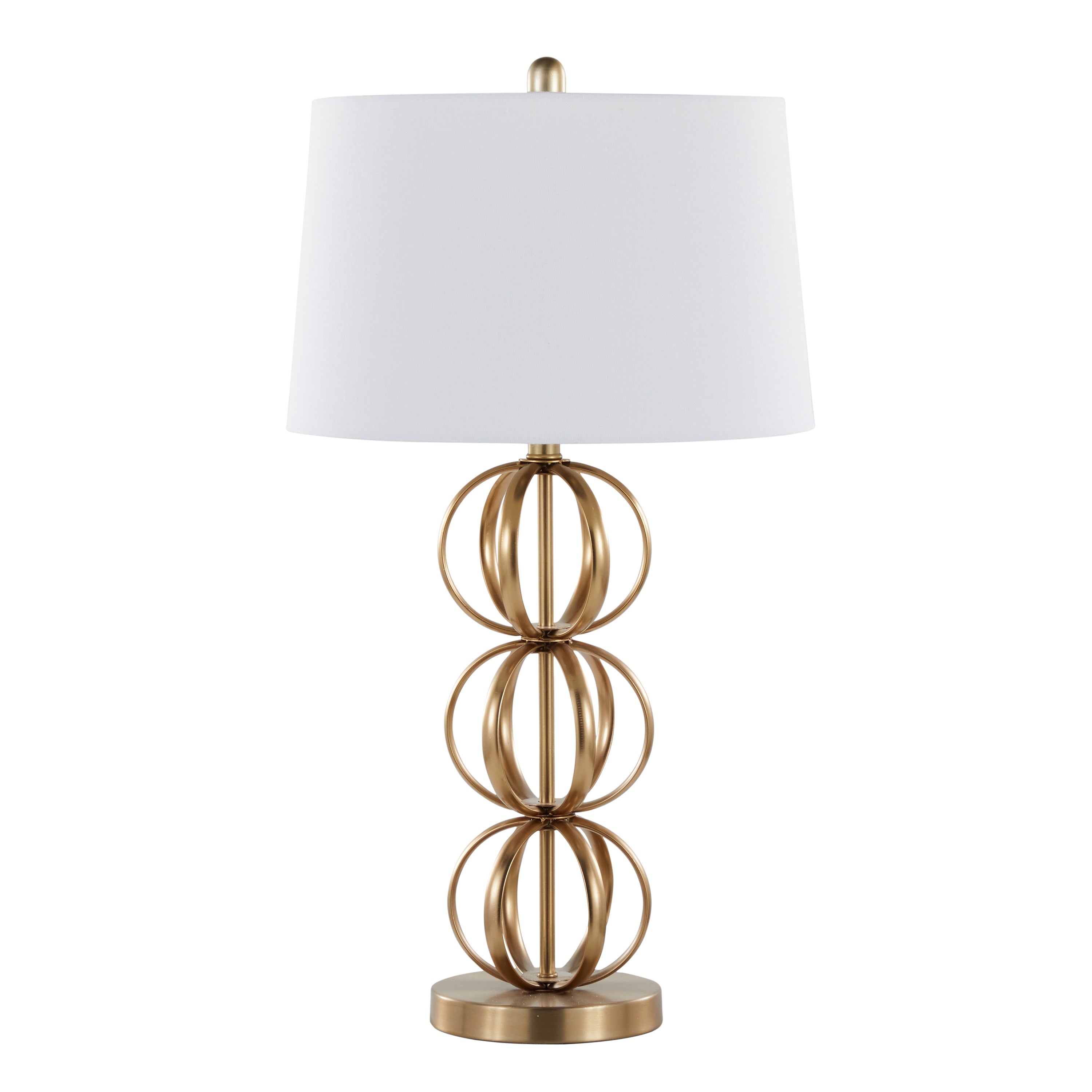 Linx 29" Contemporary Metal Table Lamp in Gold Metal and White Linen Shade - Set of 2