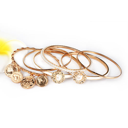 Fashion 6-Piece Bangle Set Gold Plated