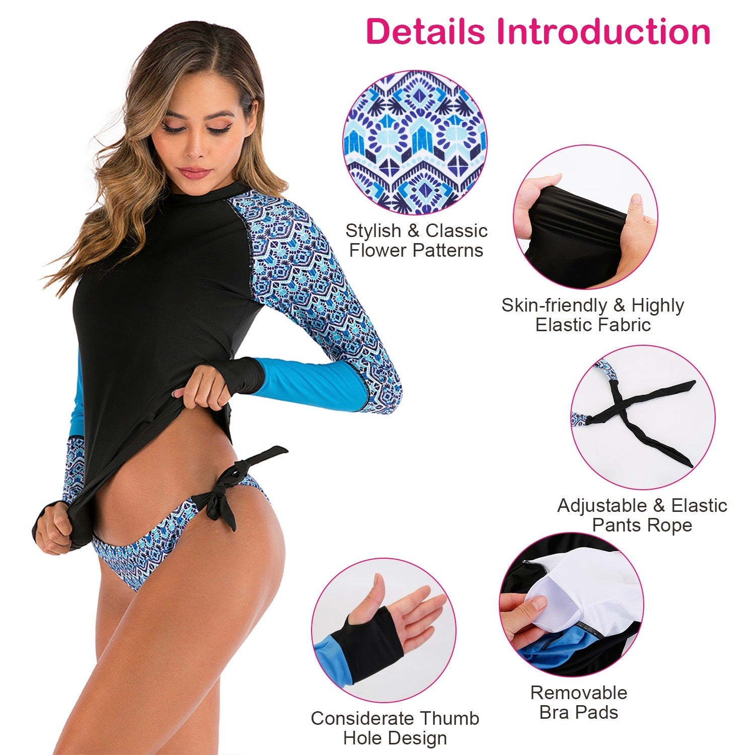 Women 2 Piece Long Sleeve Swimsuit