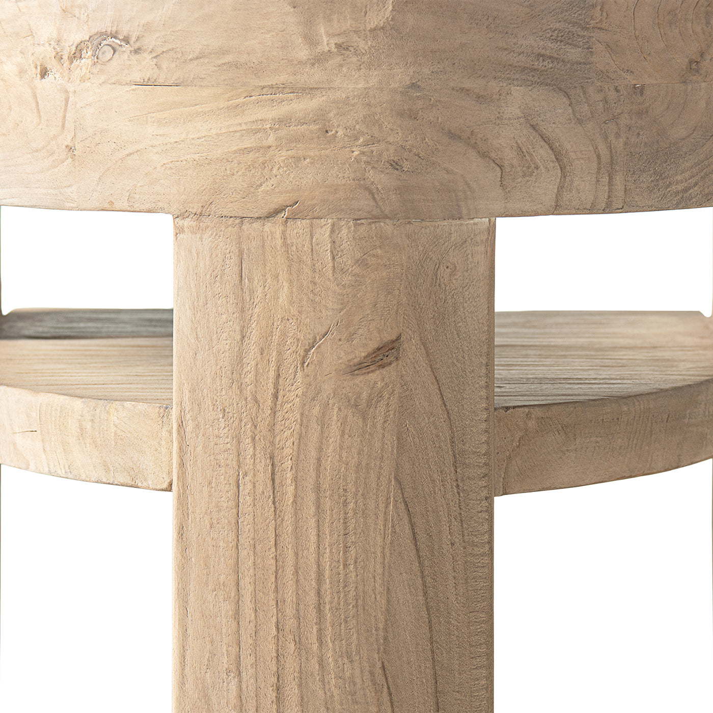 Soren Solid Reclaimed Elm Sculptural Accent Curved Dining Chair, Heritage Light Natural Brown