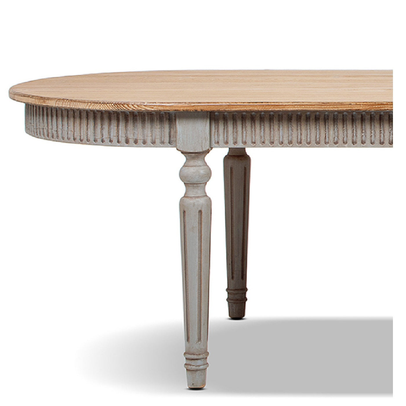 Colette 94' Reclaimed Wood Oval Dining Table, Antique Natural Brown & Antique Blue-Grey Reclaimed Pine Wood
