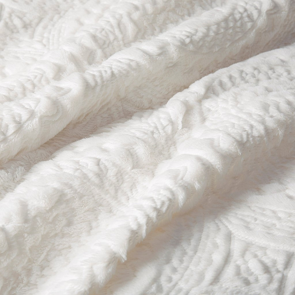 King/Cal King Embroidered Medallion Faux Fur Ultra Plush Comforter Mini Set