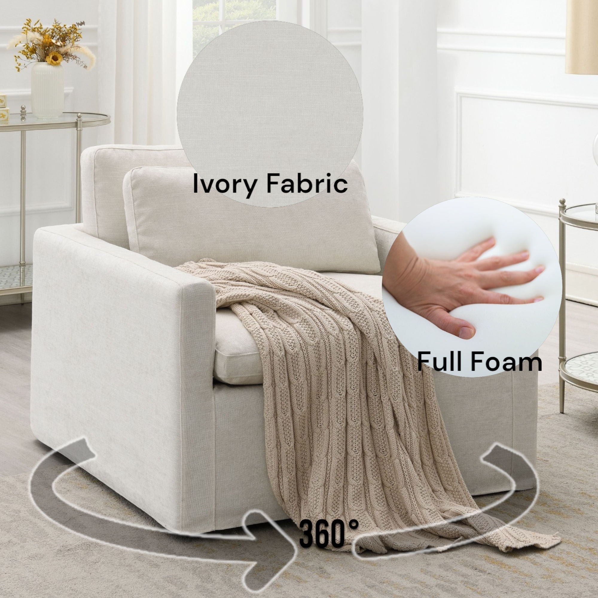 Naveen Swivel Chair with 1 Toss Pillow