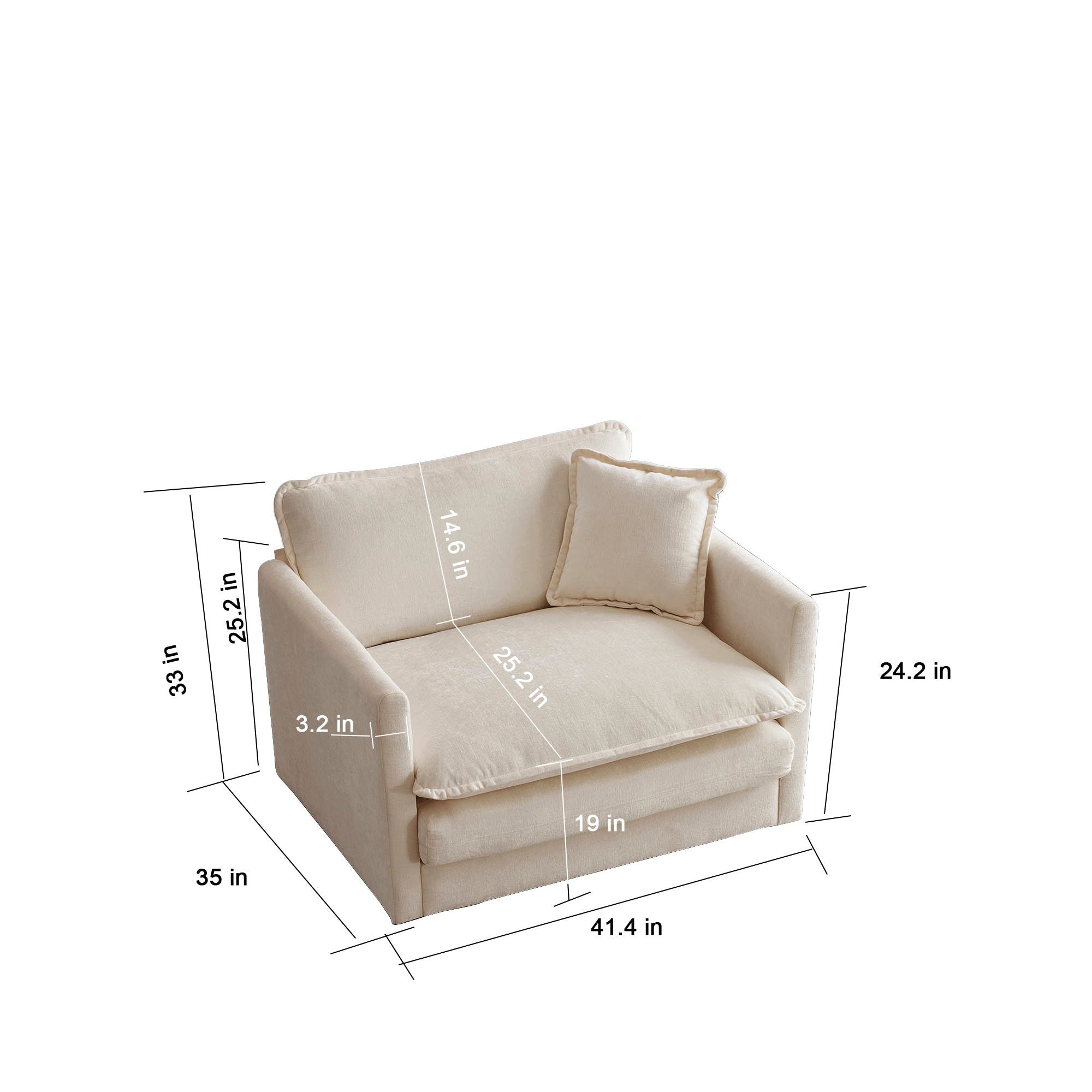 2-Piece Upholstered Living Room Sectional Sofa Set in Beige Chenille