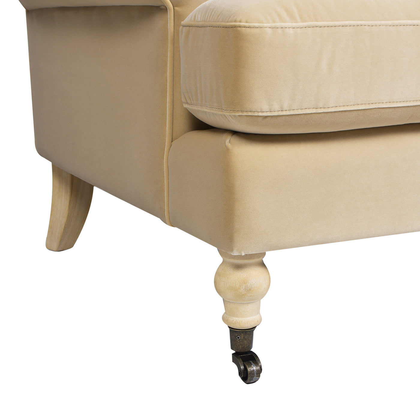 Alana 38' Lawson Accent Arm Chair Metal Casters, Fawn Brown Performance Velvet
