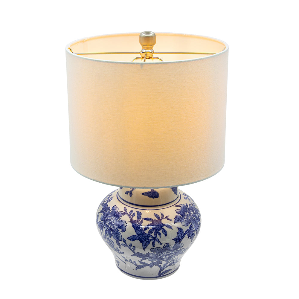 Blue and White Short Urn Ceramic Vase Lamp
