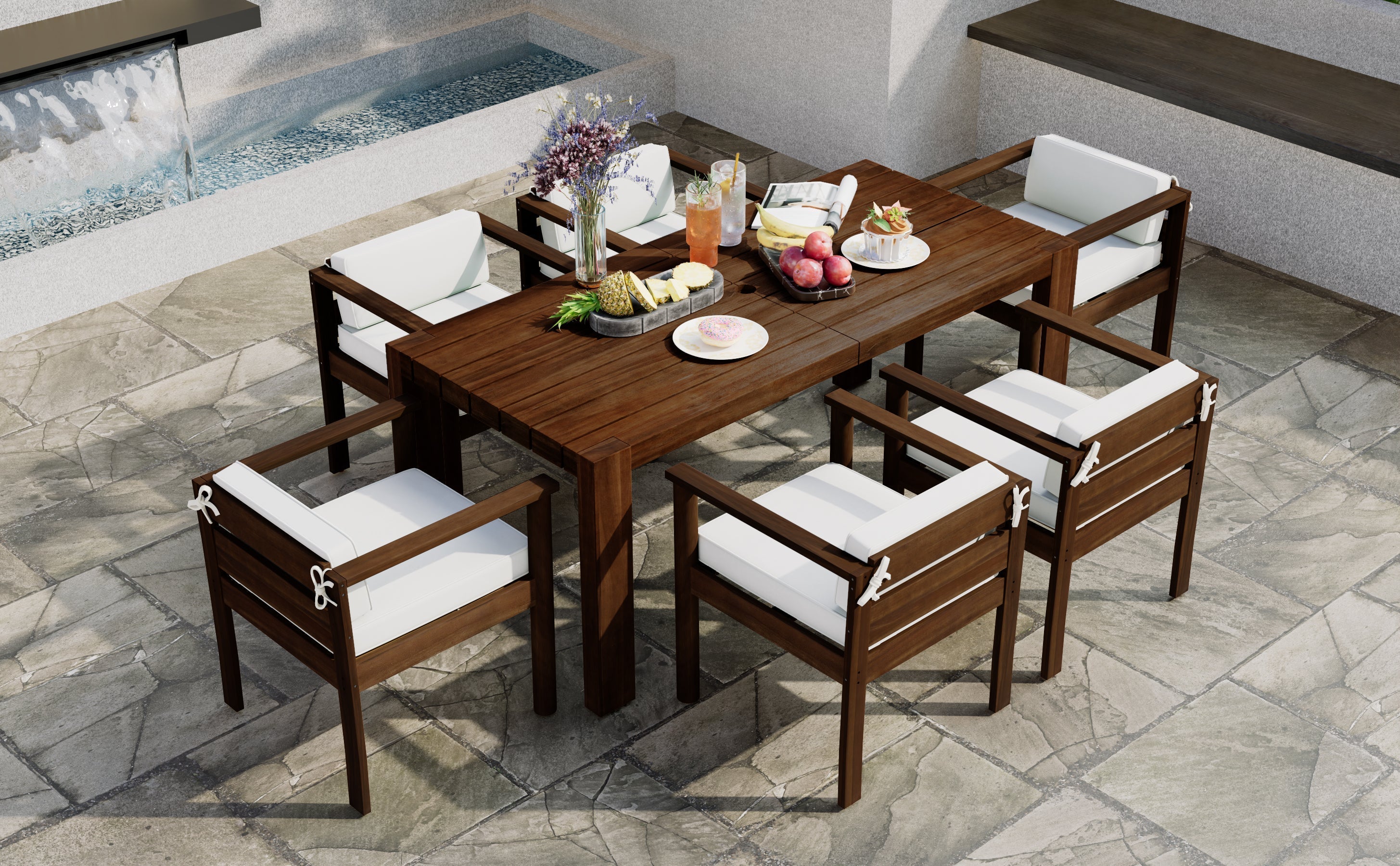 TREXM 7-Piece Patio Dining Table Set for 6