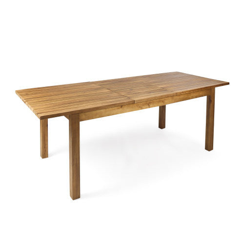 7 Pieces Acacia Wood Outdoor Dining Set with 6 Chairs and Large Table