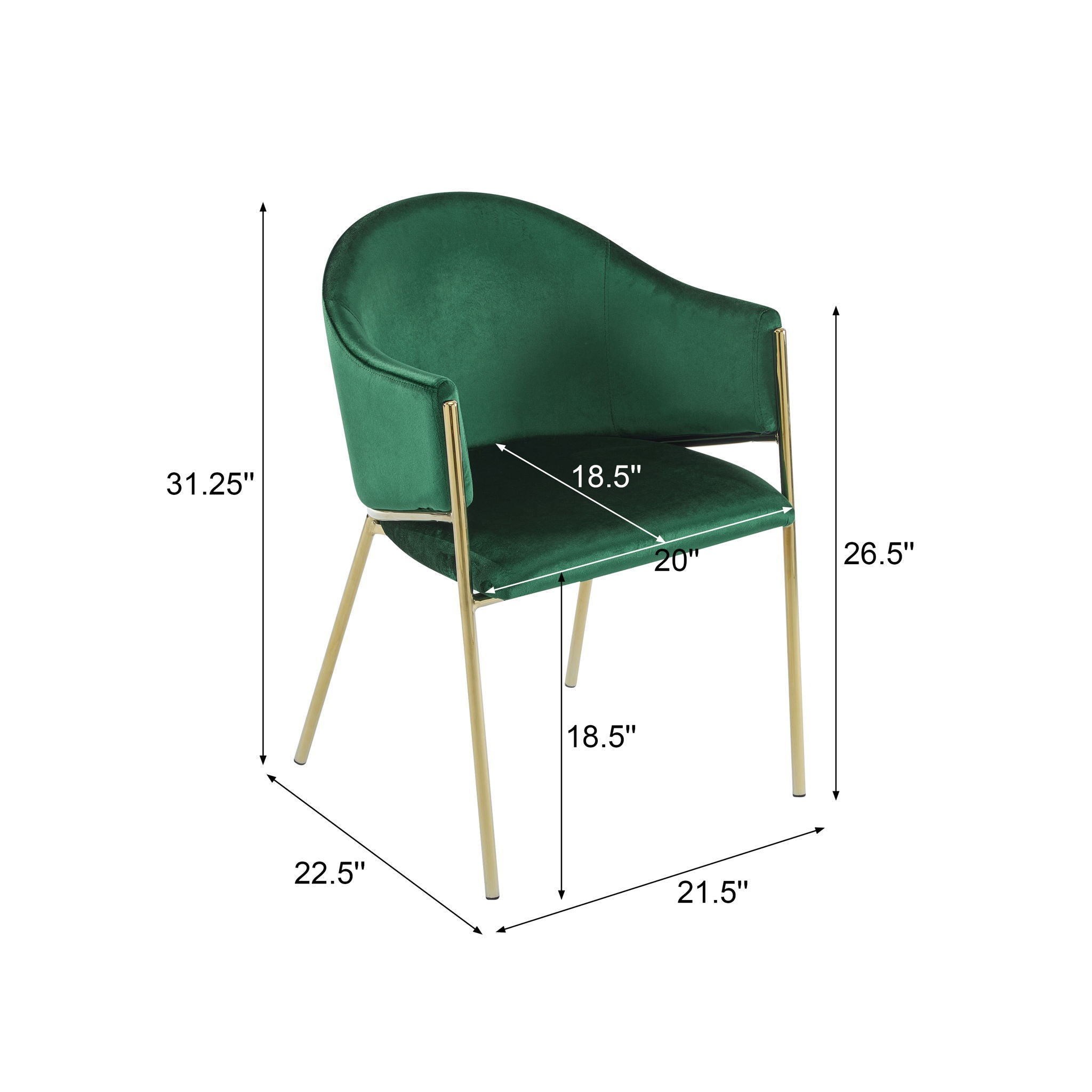 Modern Upholstered Dining Chair With Plush Velvet and Metal Frame