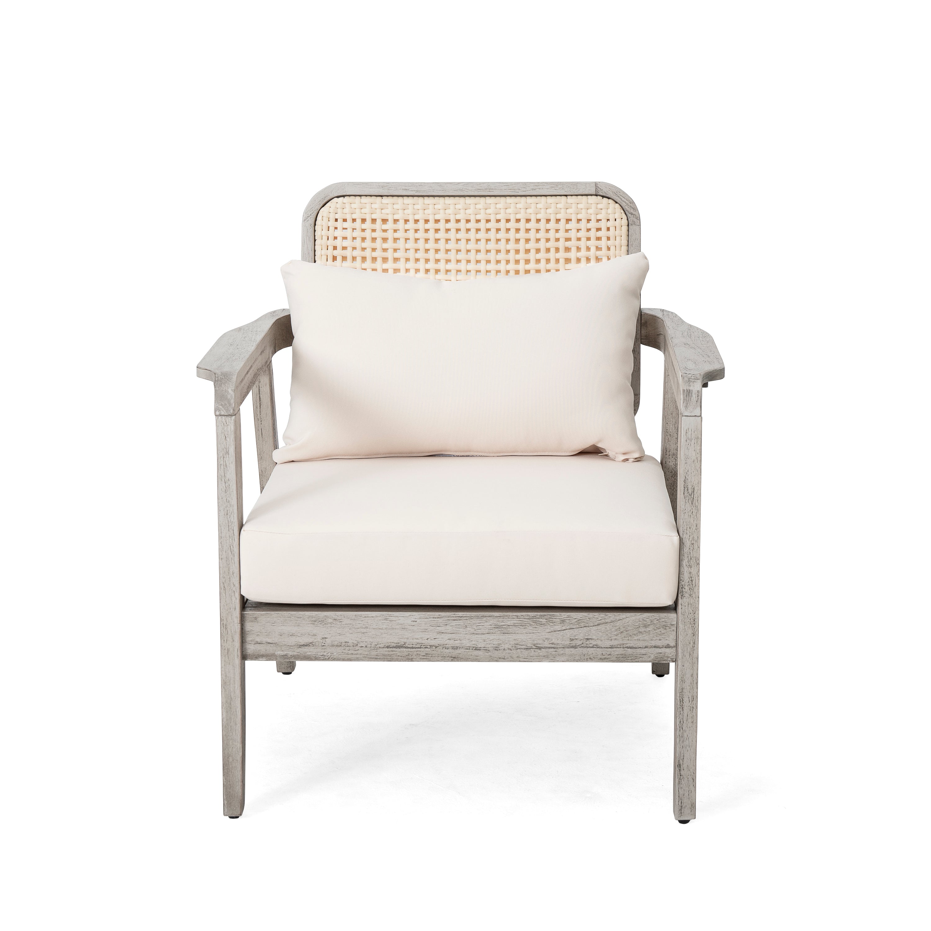 (Set of 2) Outdoor Acacia Wood Patio Club Chairs with Cushions