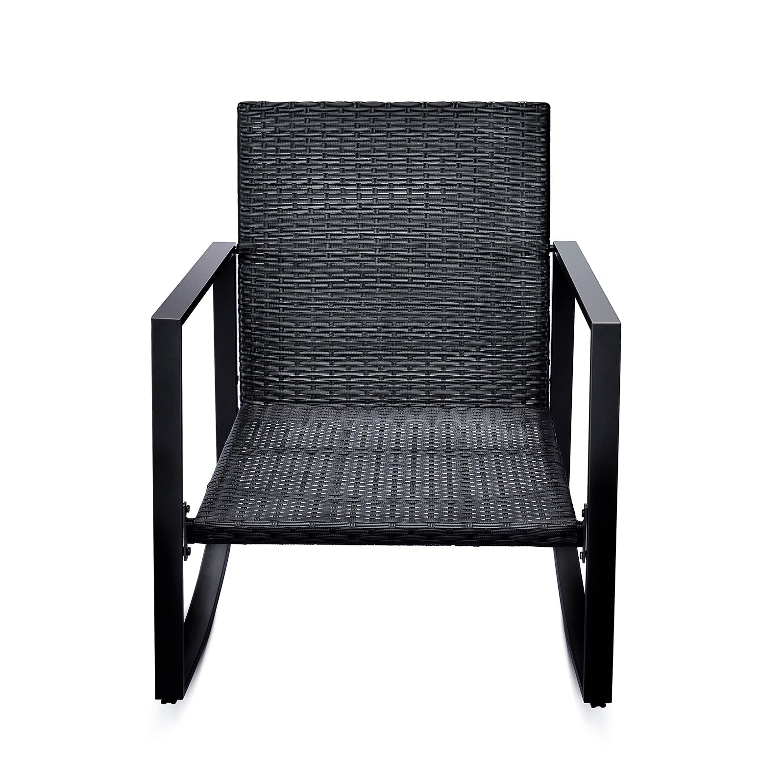 3 Pieces Patio Bistro Set Outdoor Rocking Chair with Blue Cushion for Yard Garden Poolside