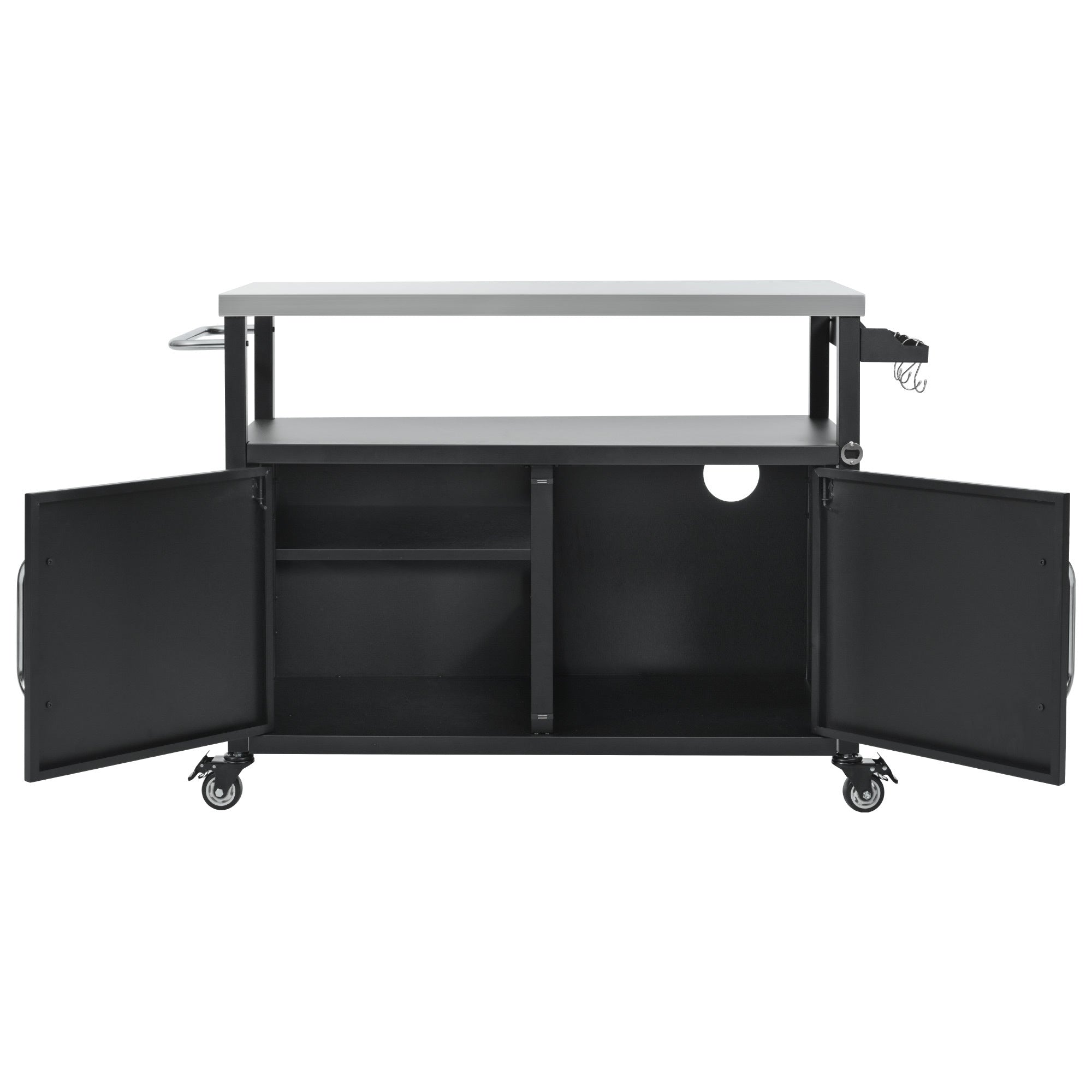 K&K 54.5 Inch Outdoor Kitchen Island with Stainless Steel Tabletop