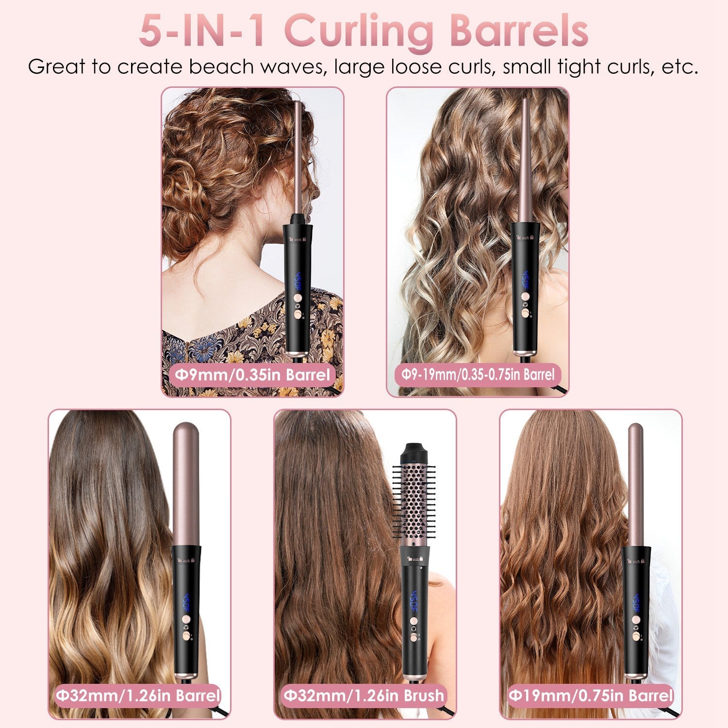 5 in 1 Curling Wand Hair Curling Iron Brush Hair