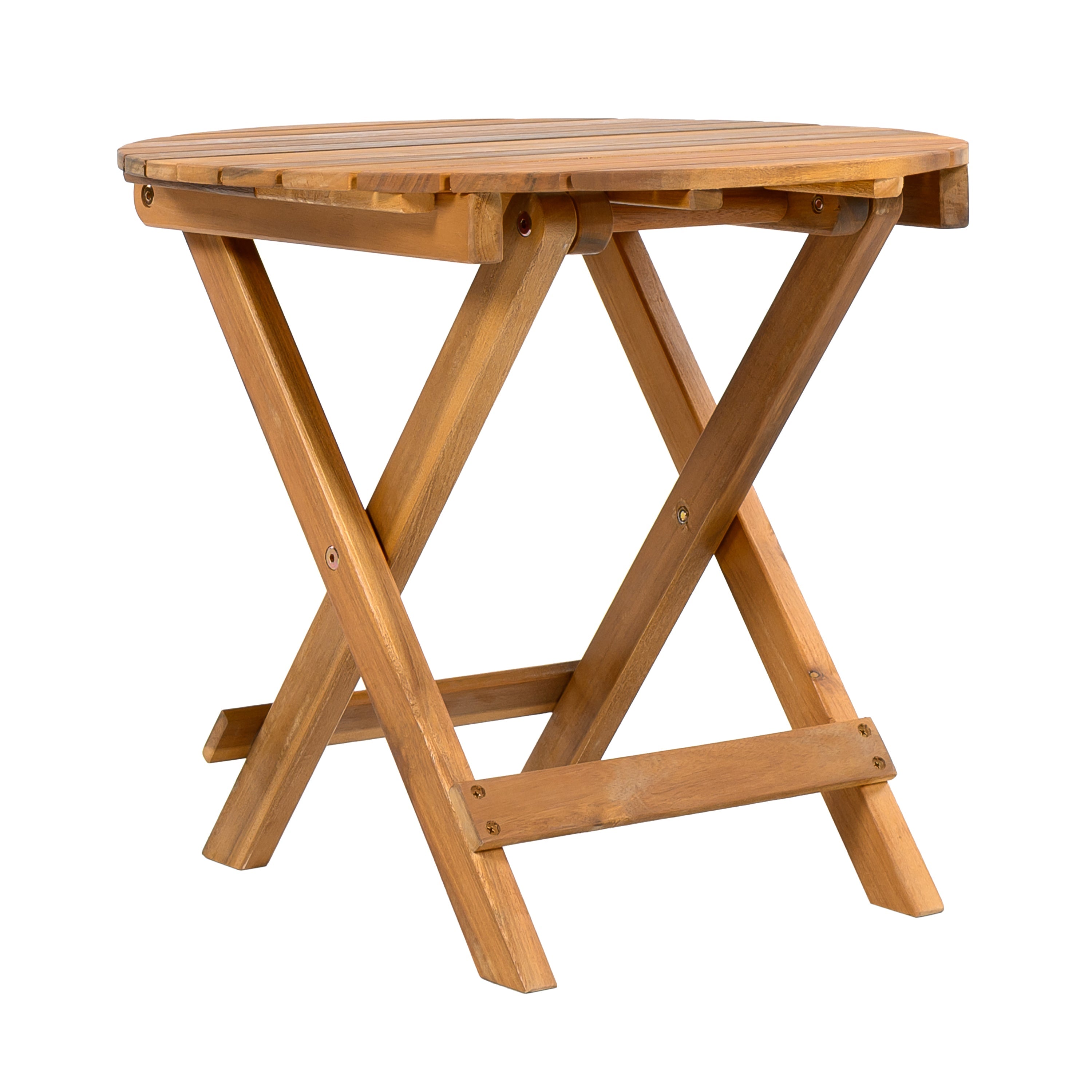 Patio Conversation Set with Foldable Acacia Wood Side Table and Cushions