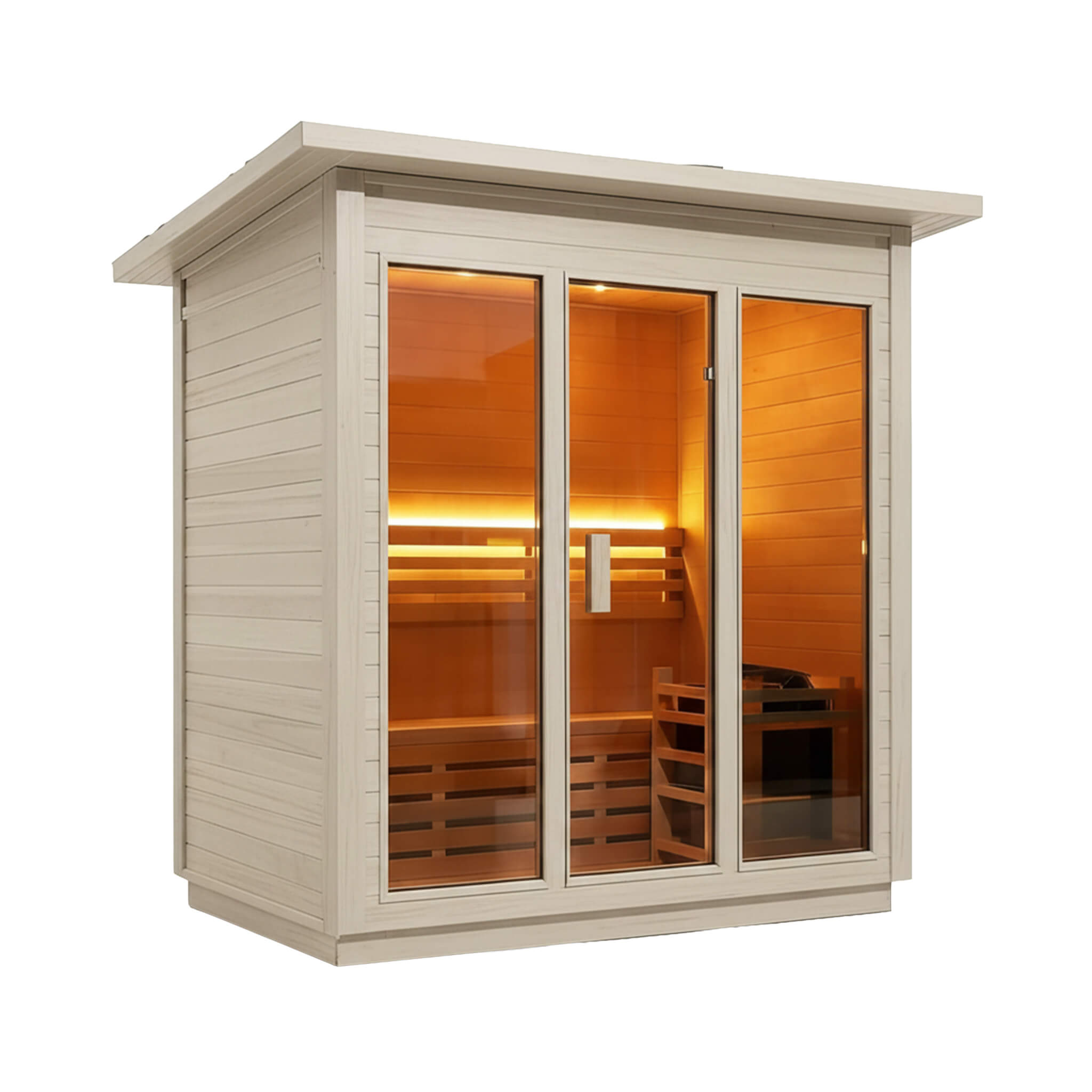 Custom 8-Person Luxury Spruce Outdoor Steam Sauna With Heater And Stones (SAK51642)
