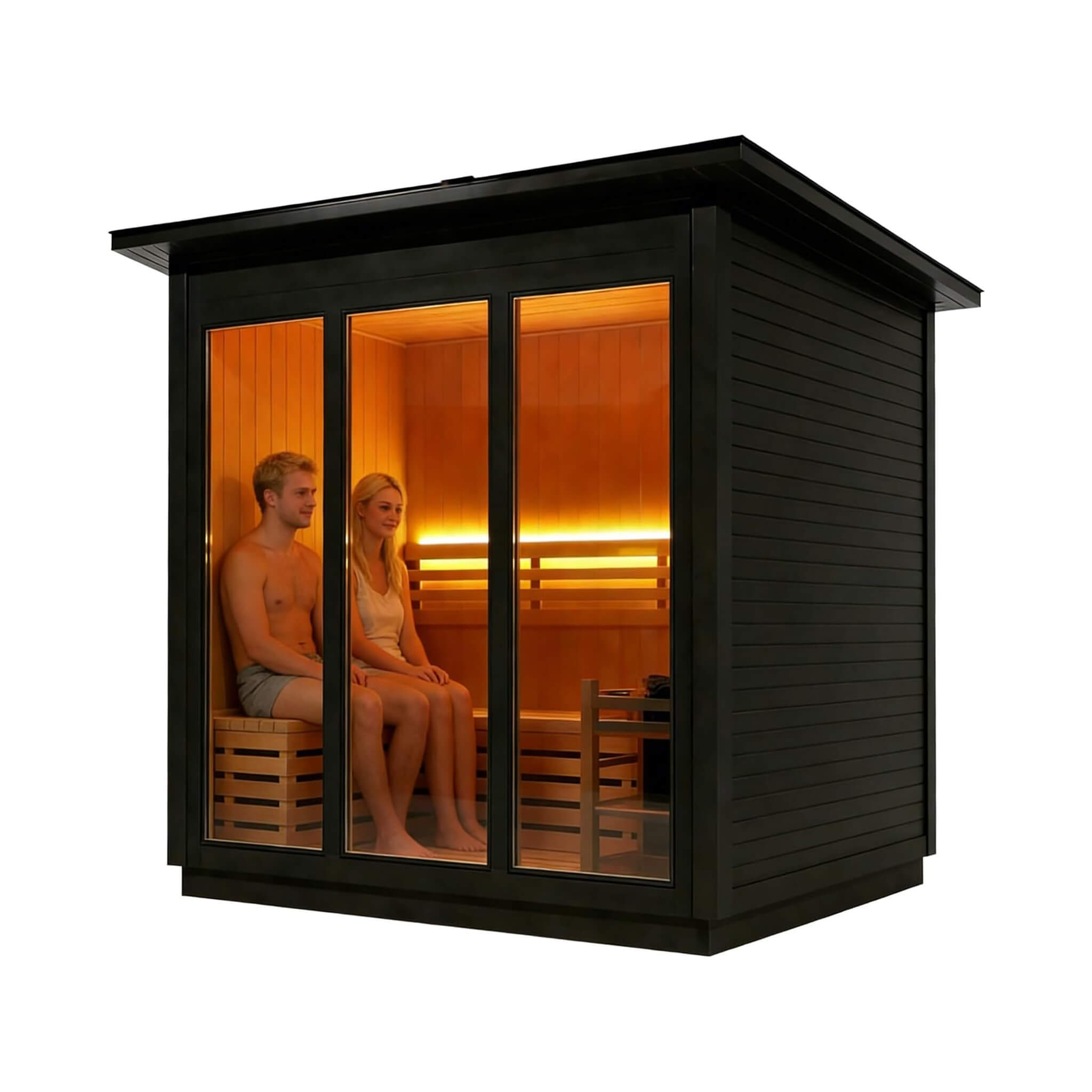 Custom 8-Person Luxury Spruce Outdoor Steam Sauna With Heater And Stones (SAK51642)