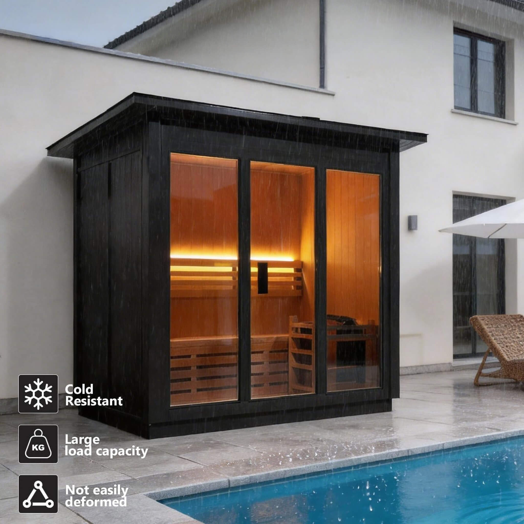 Custom 6-Person Luxury Canadian Red Cedar Outdoor Steam Sauna With Heater And Stones (SAK78615)