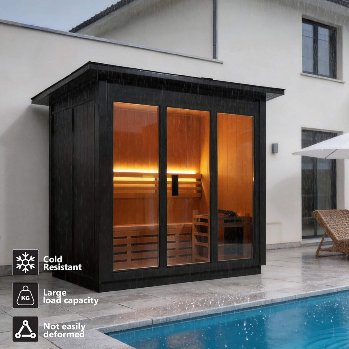 Custom 6-Person Luxury Canadian Red Cedar Outdoor Steam Sauna With Heater And Stones [Made-To-Order]
