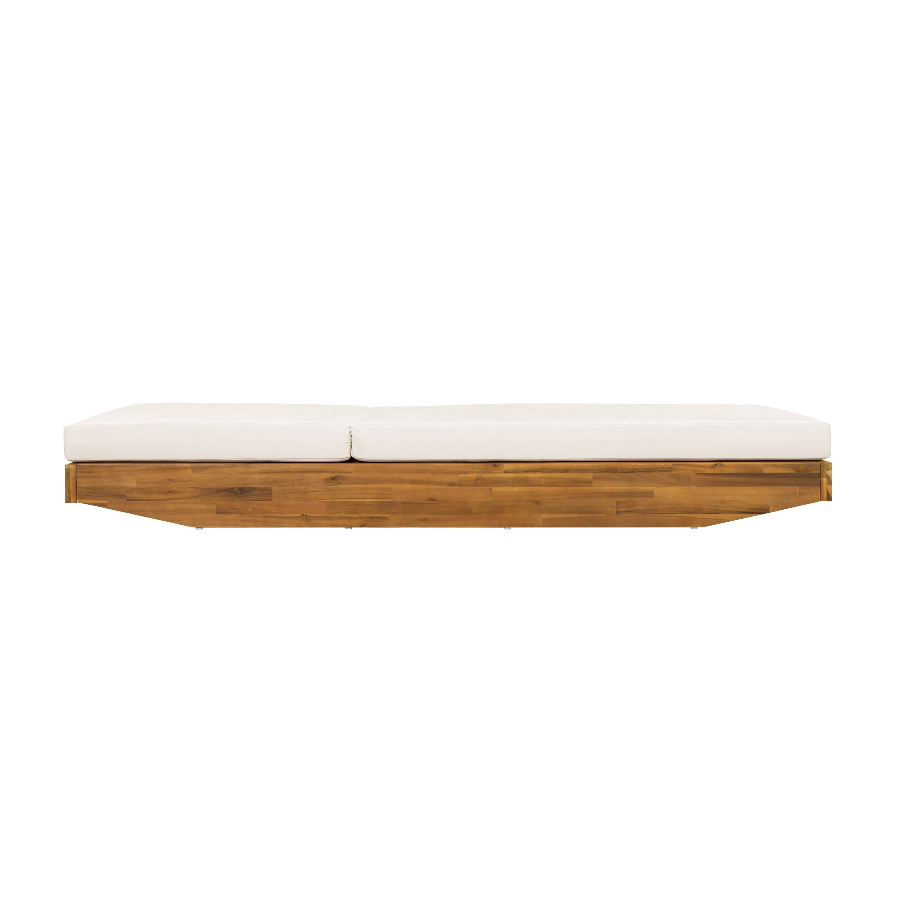 Acacia Wood Chaise Lounge with Cushion - Teak Finish