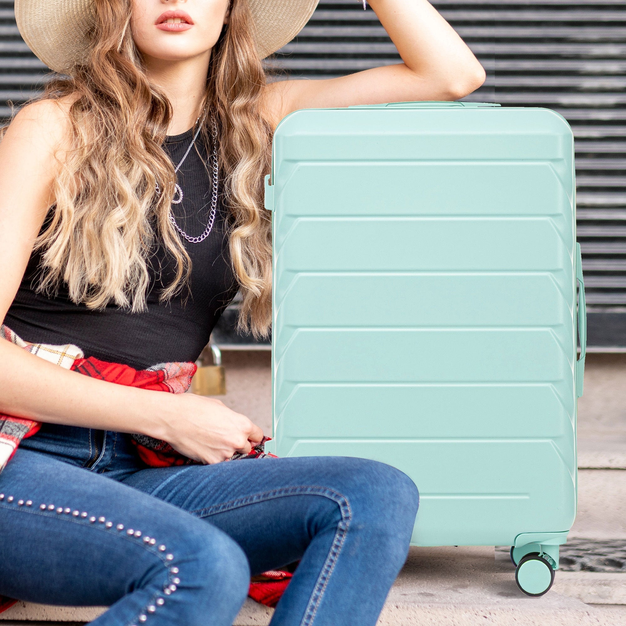 Set 3PCs 20'/24'/28' ABS Spinner Wheel Luggage - Mint Green