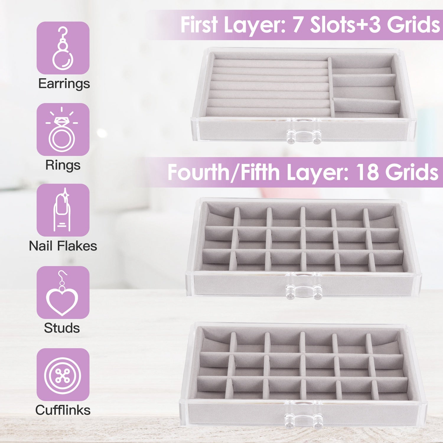 Clear Acrylic Jewelry Box Organizer