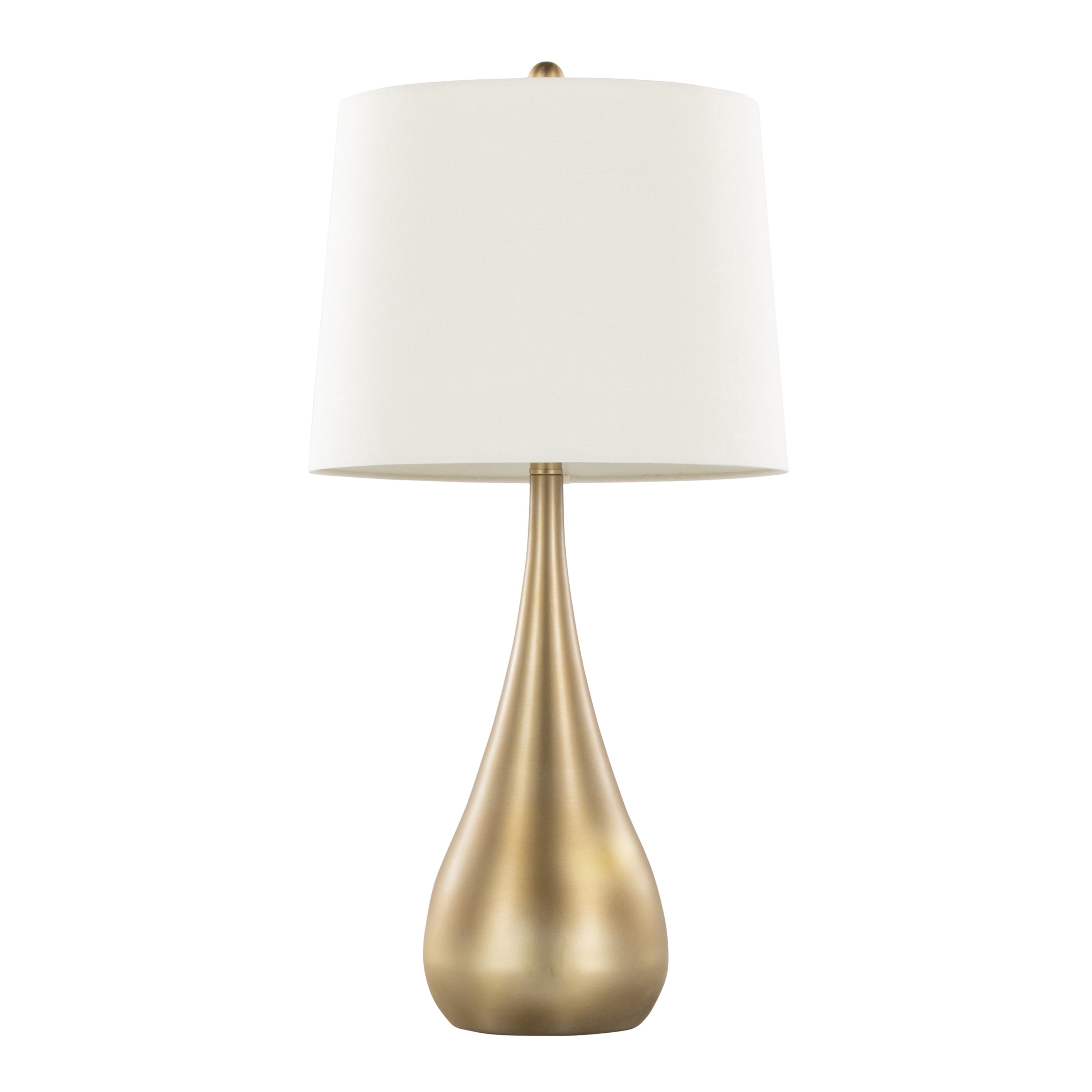 Pebble 29" Contemporary Metal Table Lamp Set in Gold with White Linen Shades - Set of 2