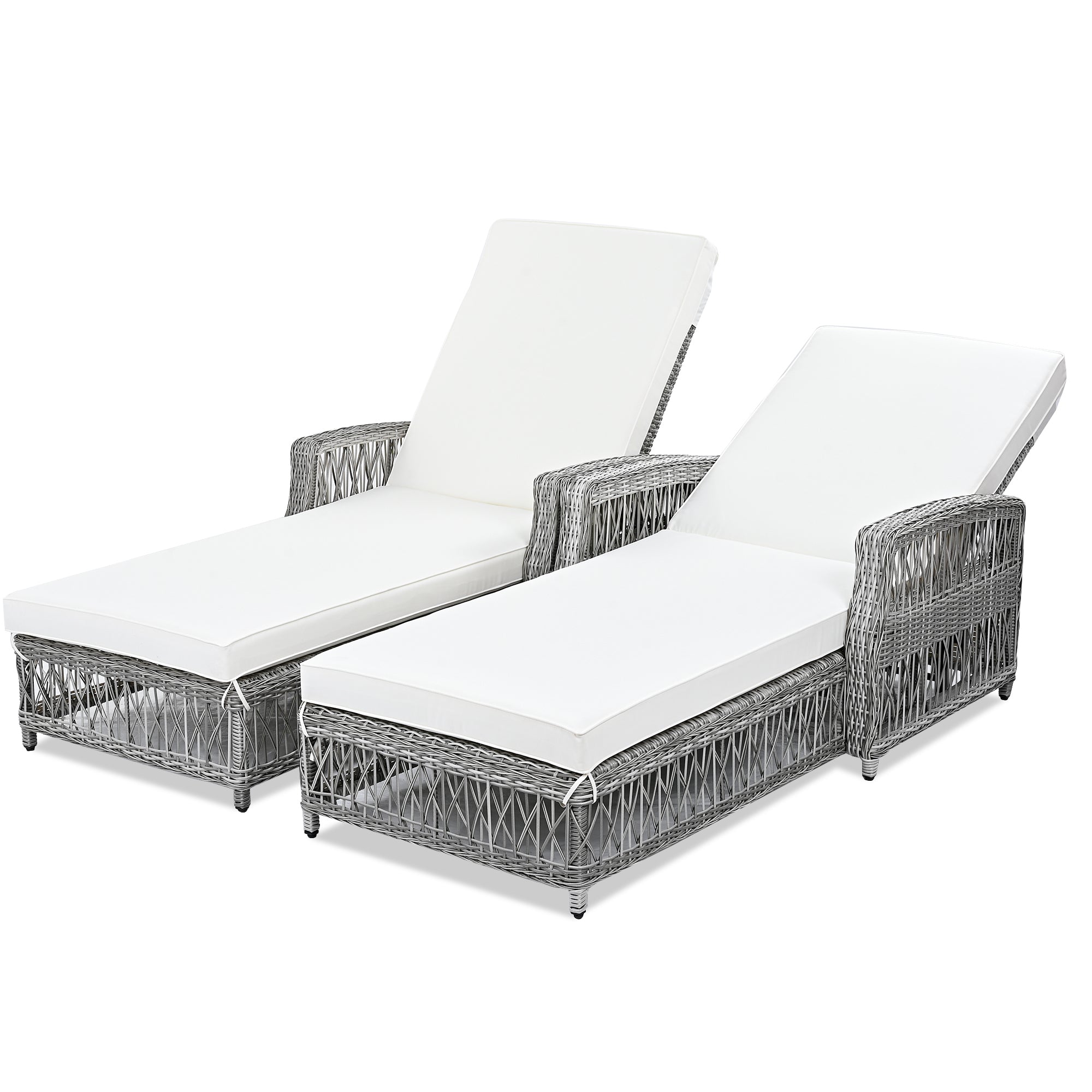 GO 2 Piece Long Reclining Chaise Outdoor Wicker Lounge Set