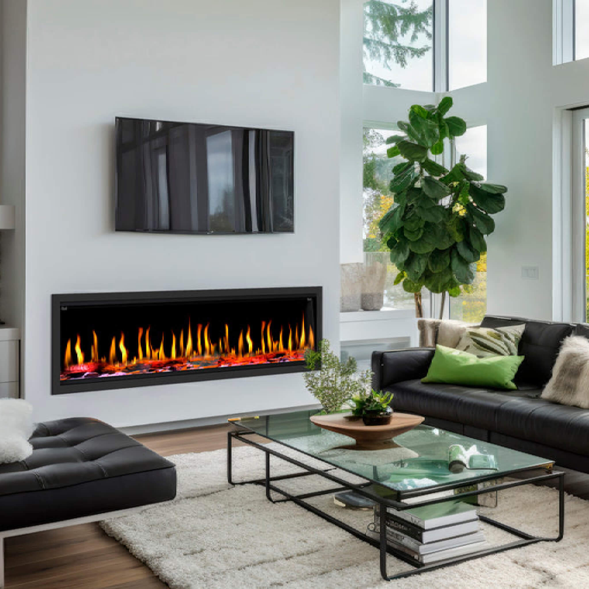 Dynasty Tempo 63" Virtual Linear Electric Fireplace With Multifunction Remote Control [DY-FVX63] (SAK20385)
