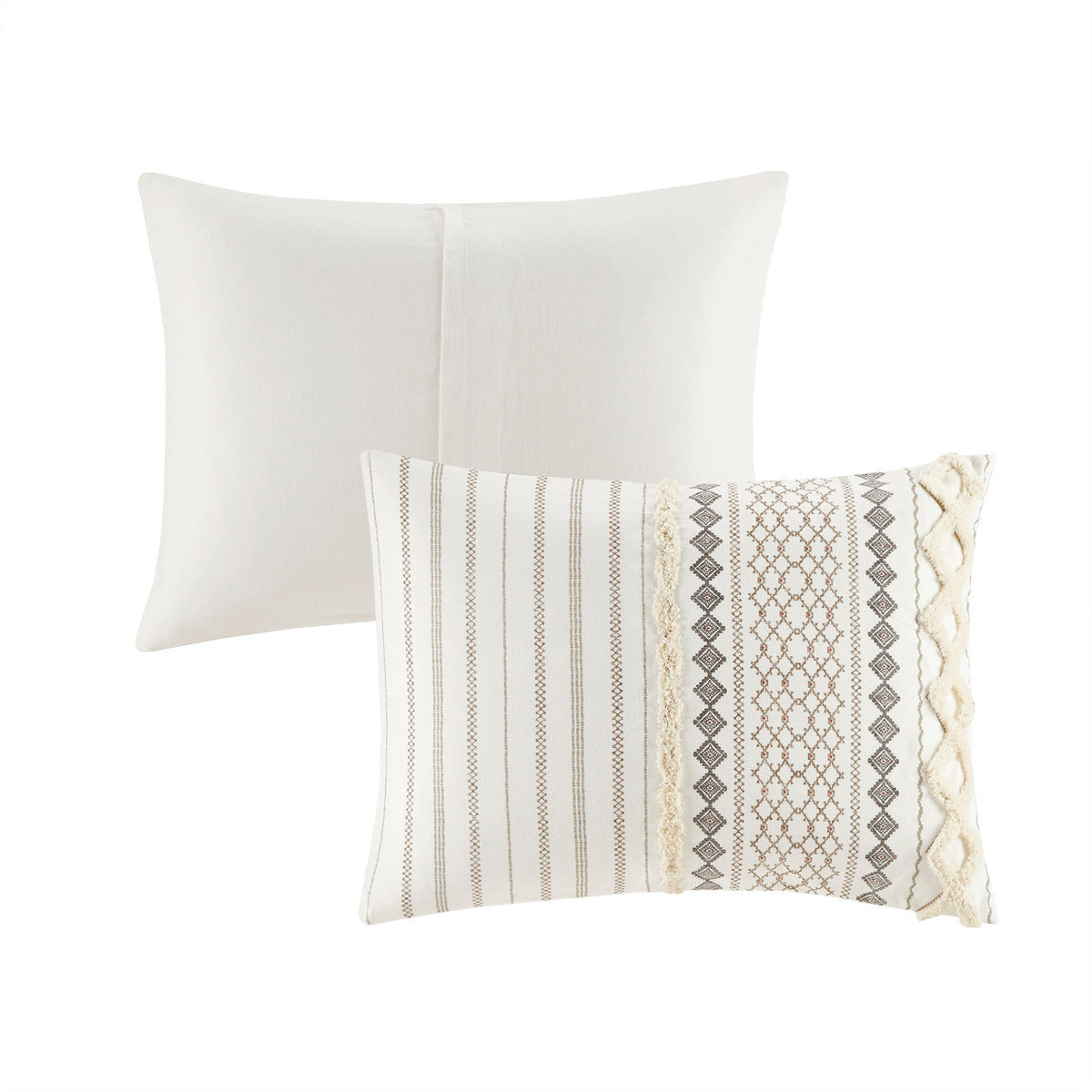 Full/Queen Cotton Printed Duvet Cover Set with Chenille