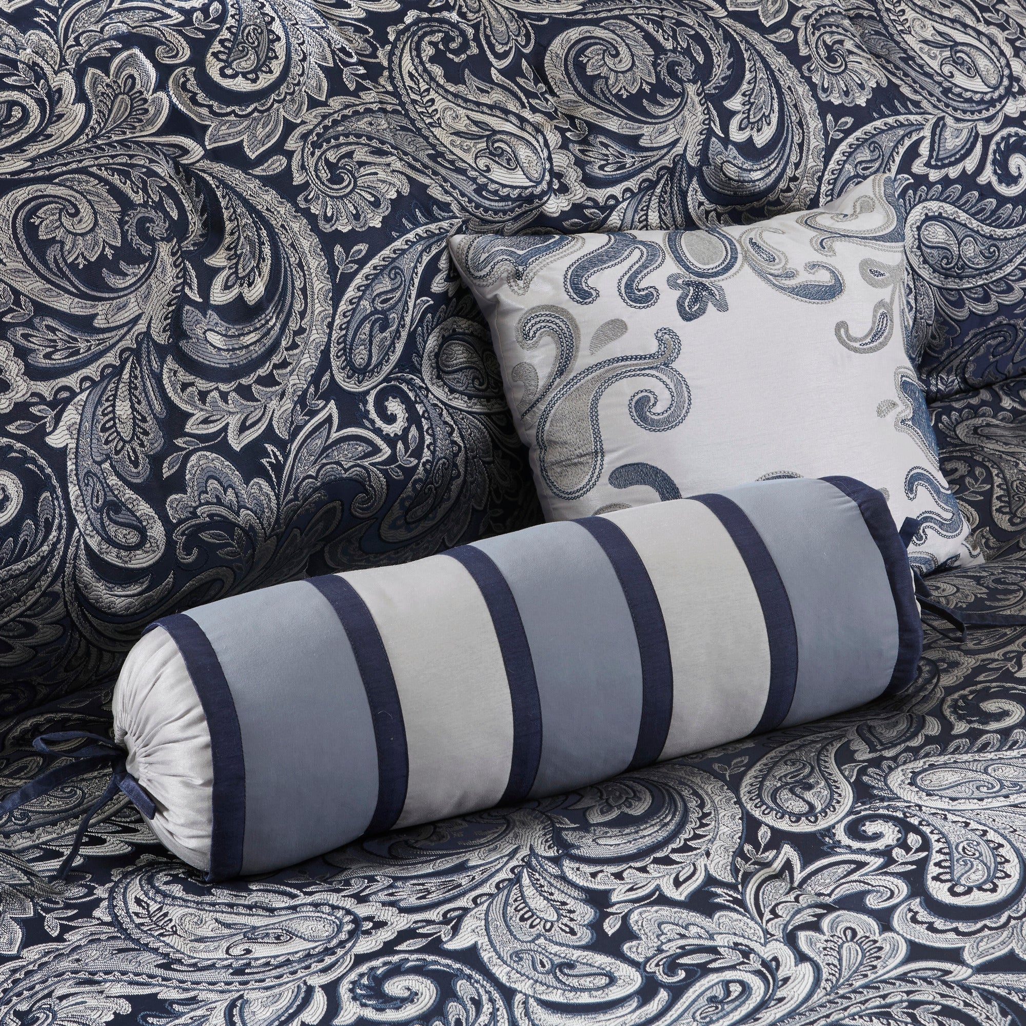 12 Piece Comforter Set with Cotton Bed Sheets Navy King
