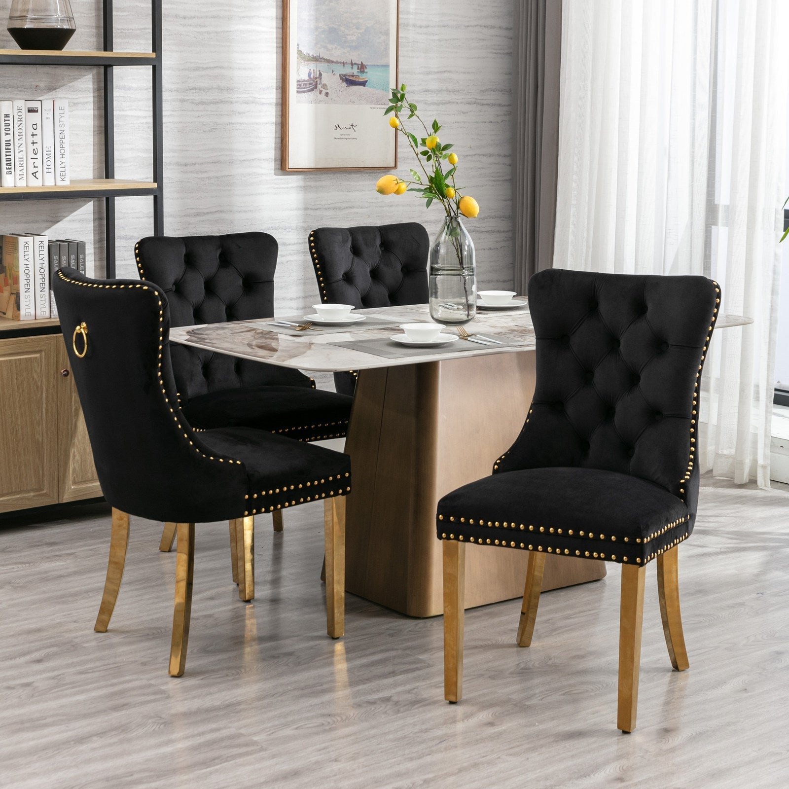 Nikki Collection Modern Velvet Upholstered Dining Chair