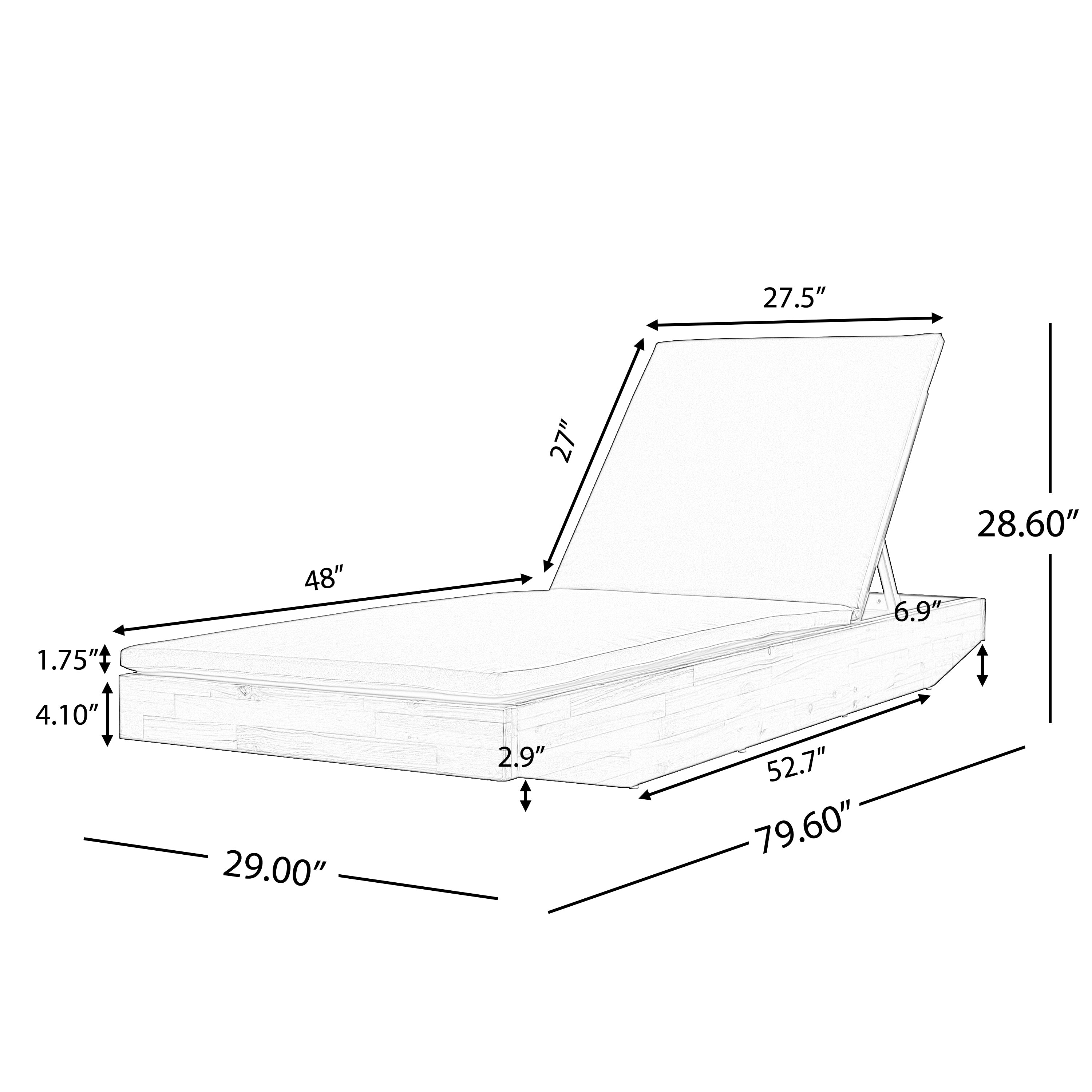 Acacia Wood Chaise Lounge with Teak Finish and Water-Repellent Cushion