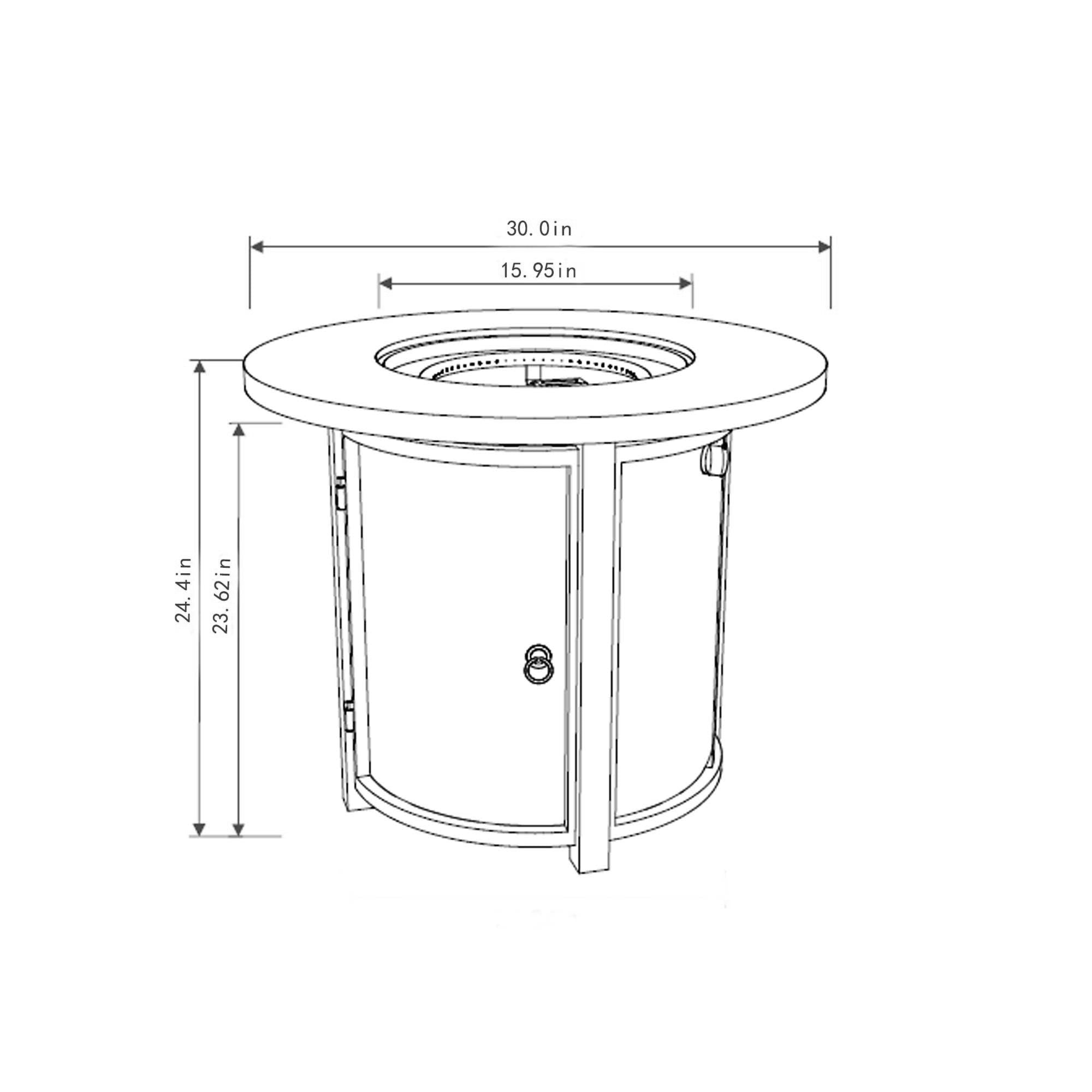 30' Propane Gas Fire Pit Table with Imitation Wood Grain Finish