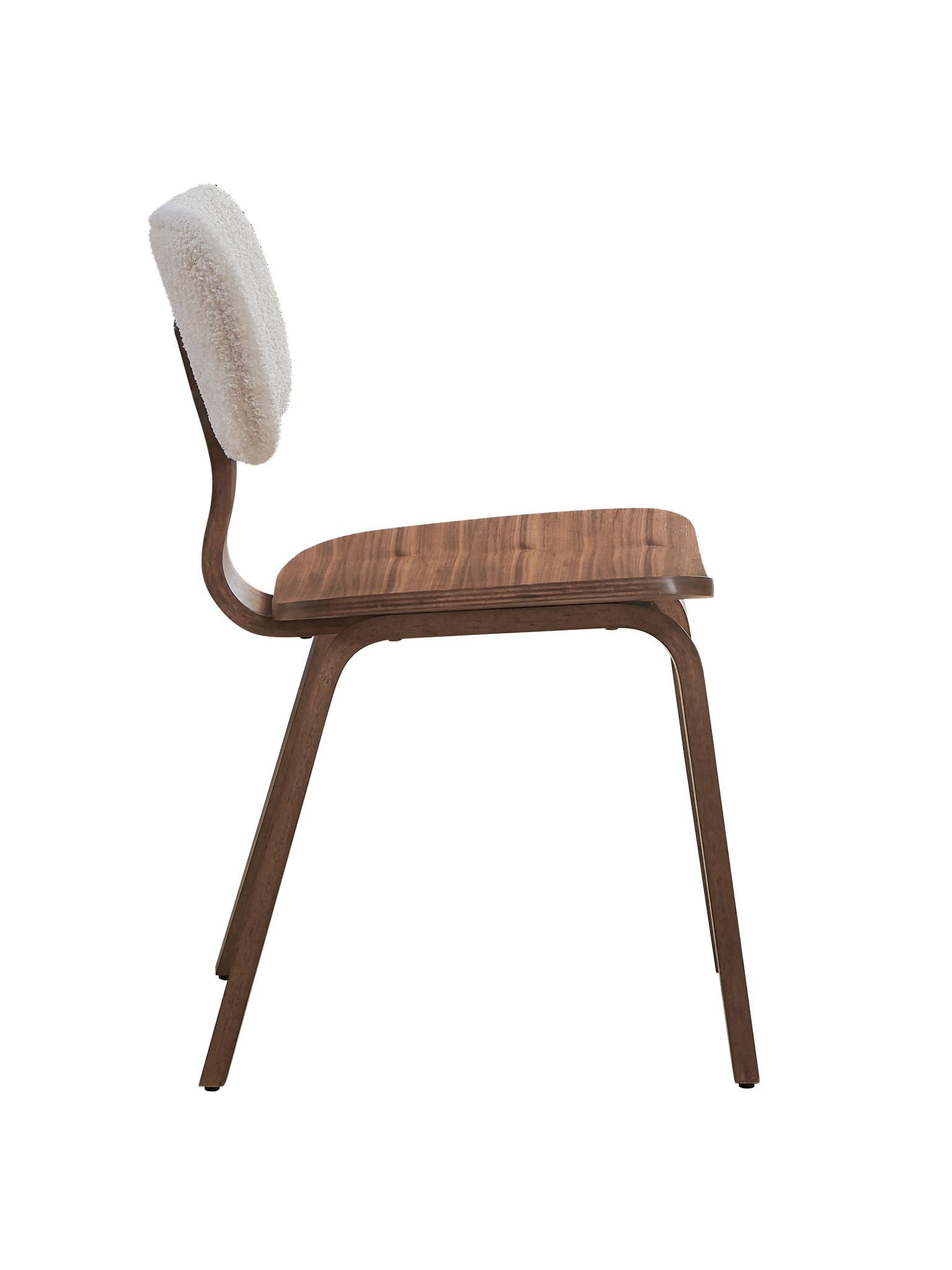 Casson Boucle Walnut Side Chair (Set of 2) - White / Walnut