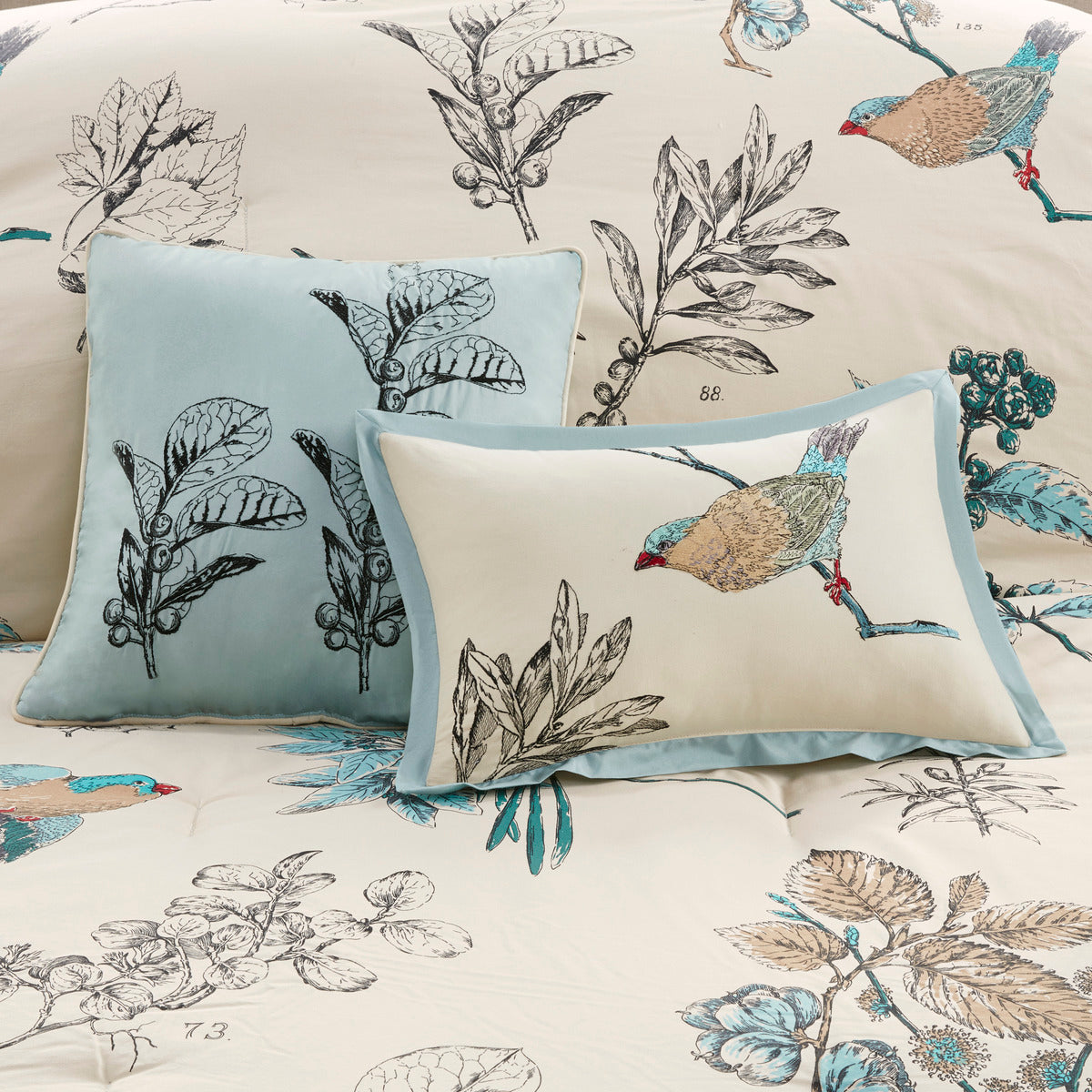 7 Piece Printed Cotton Twill Comforter Set Khaki King