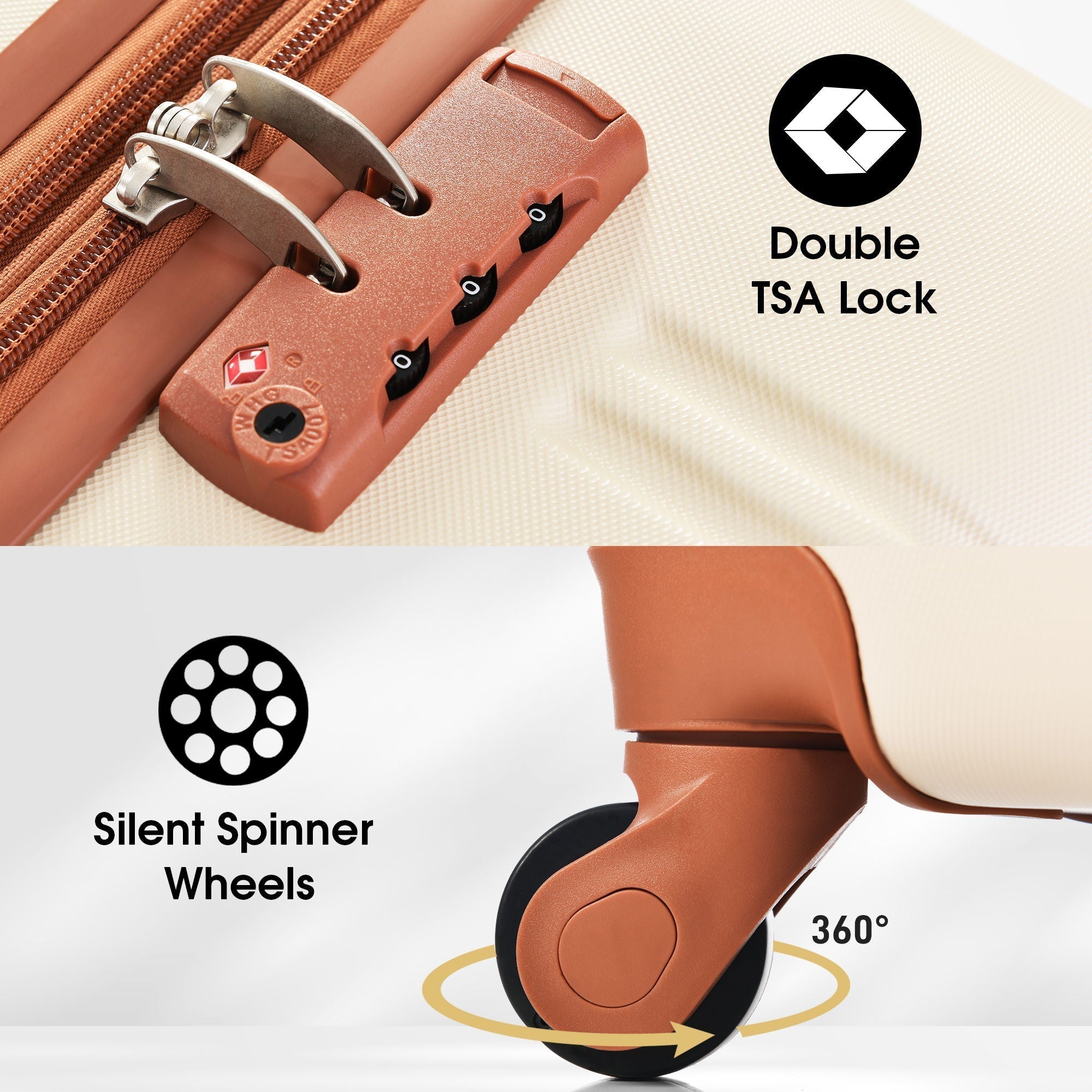 Hardshell Luggage Sets 2 Pieces with Spinner Suitcase and TSA Lock
