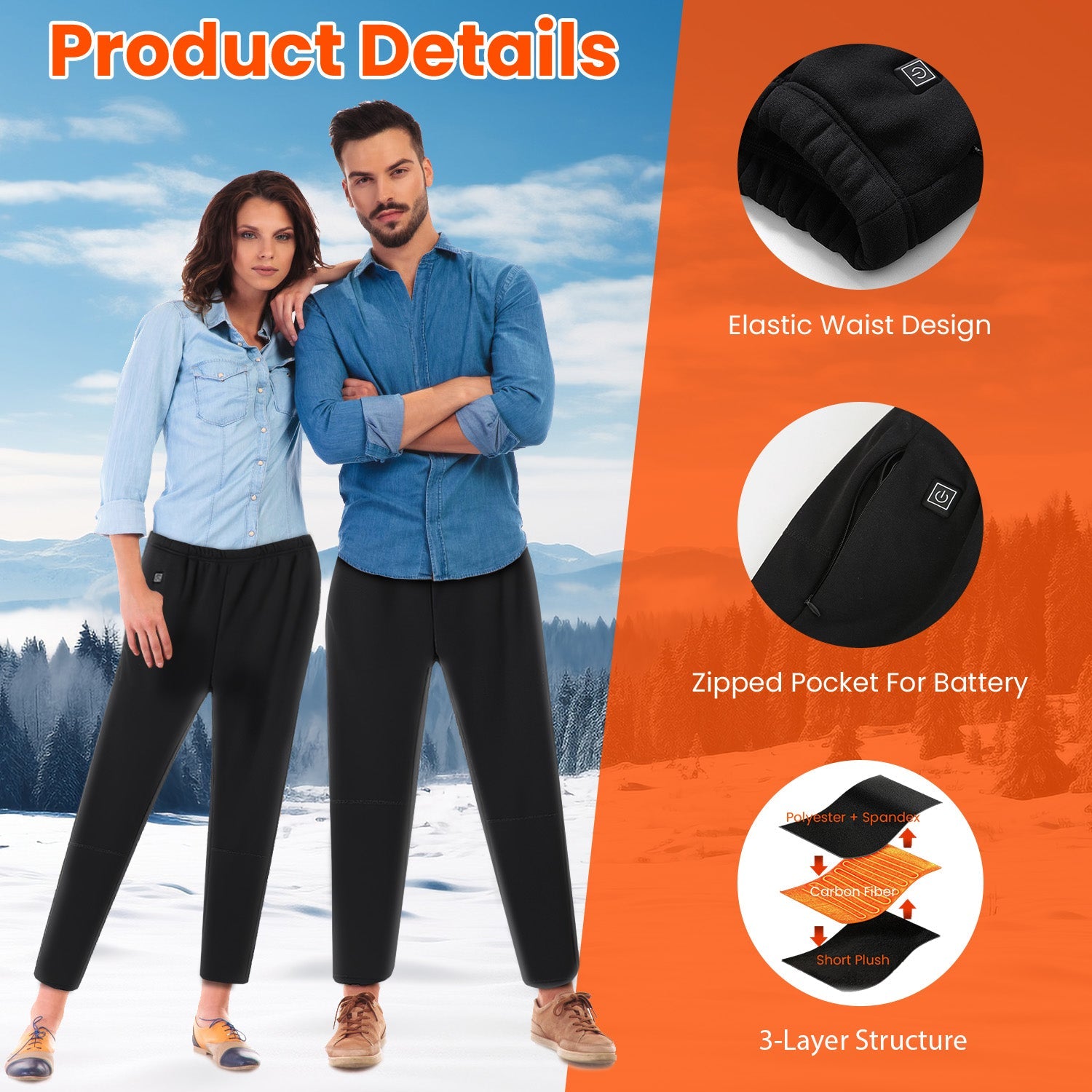 Winter Heated Pants for Men Women