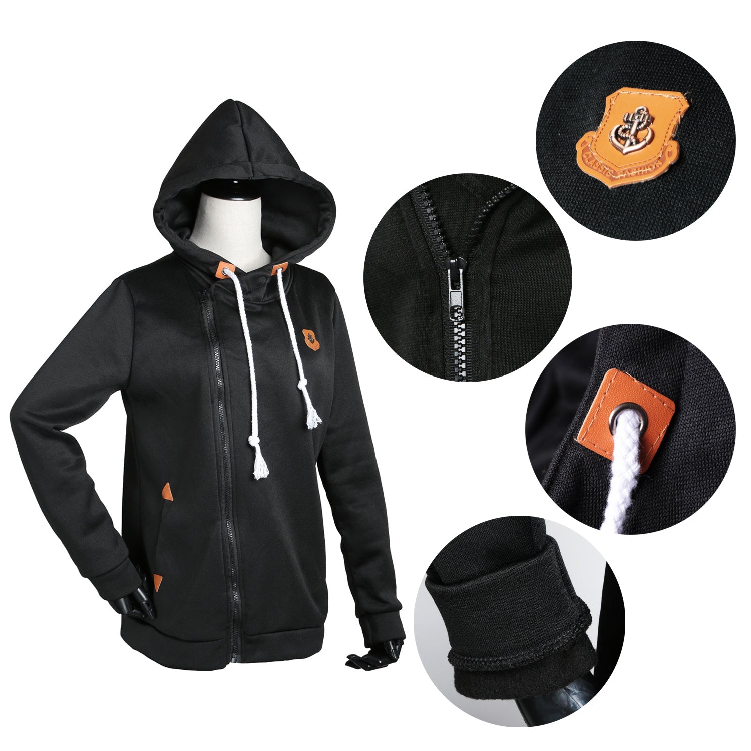 Ladies Full Zip-Up Hoodie Sweatshirt