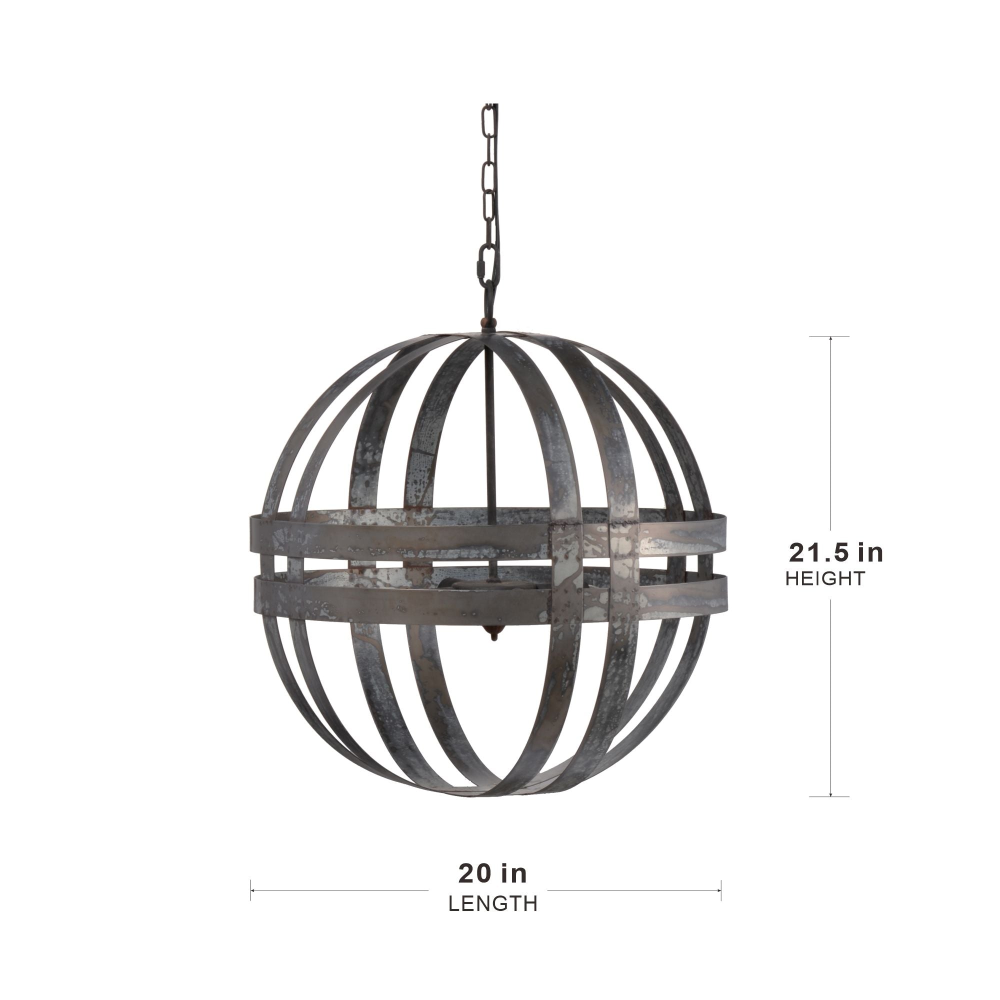 4 Light Galvanized Chandelier with Adjustable Chain