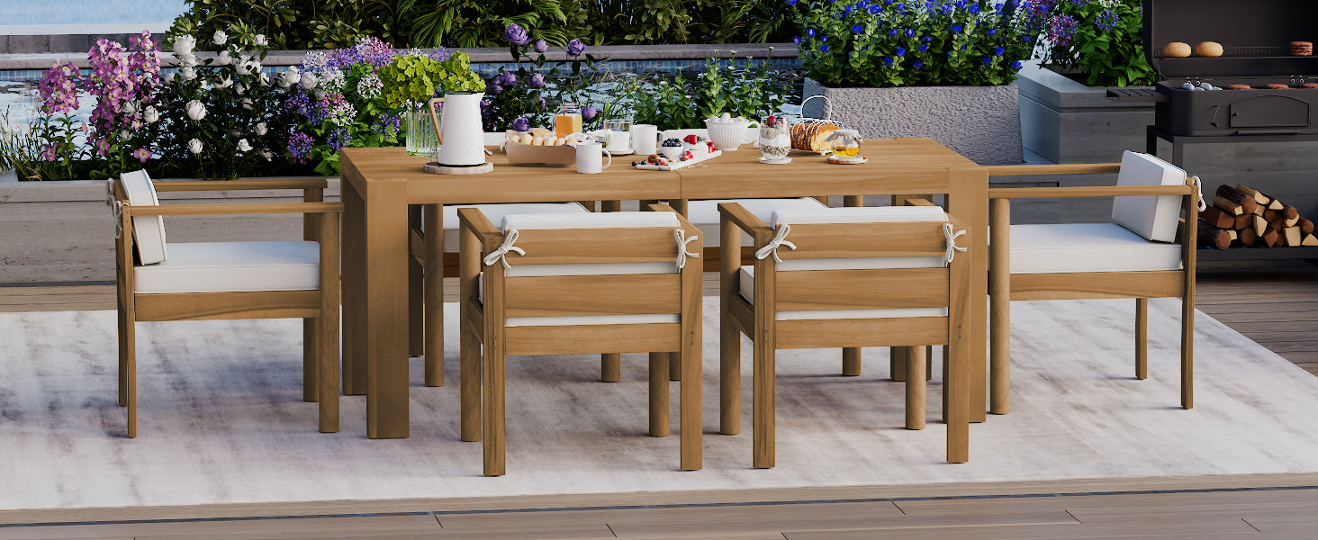 TREXM 7-Piece Patio Dining Table Set for 6