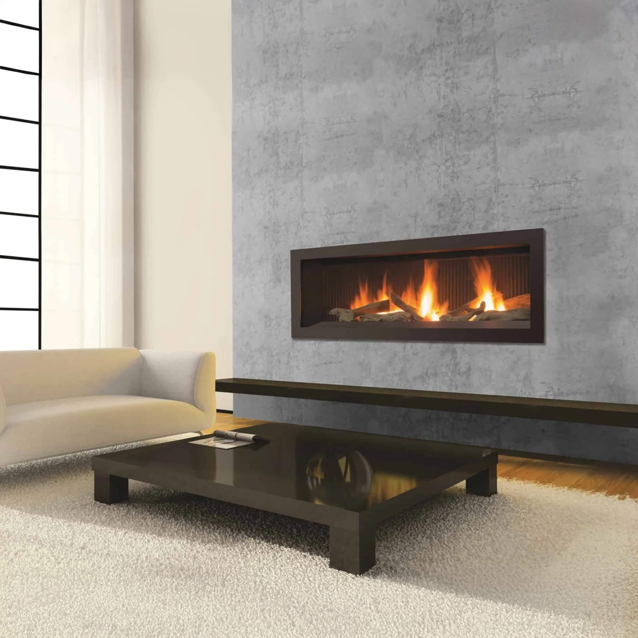 Enviro Linear Nova Direct Vent Natural Gas Fireplace With Burner Tray, Vermiculite, Steel Liner & LP Conversion Kit [C44-2] (SAK45387)